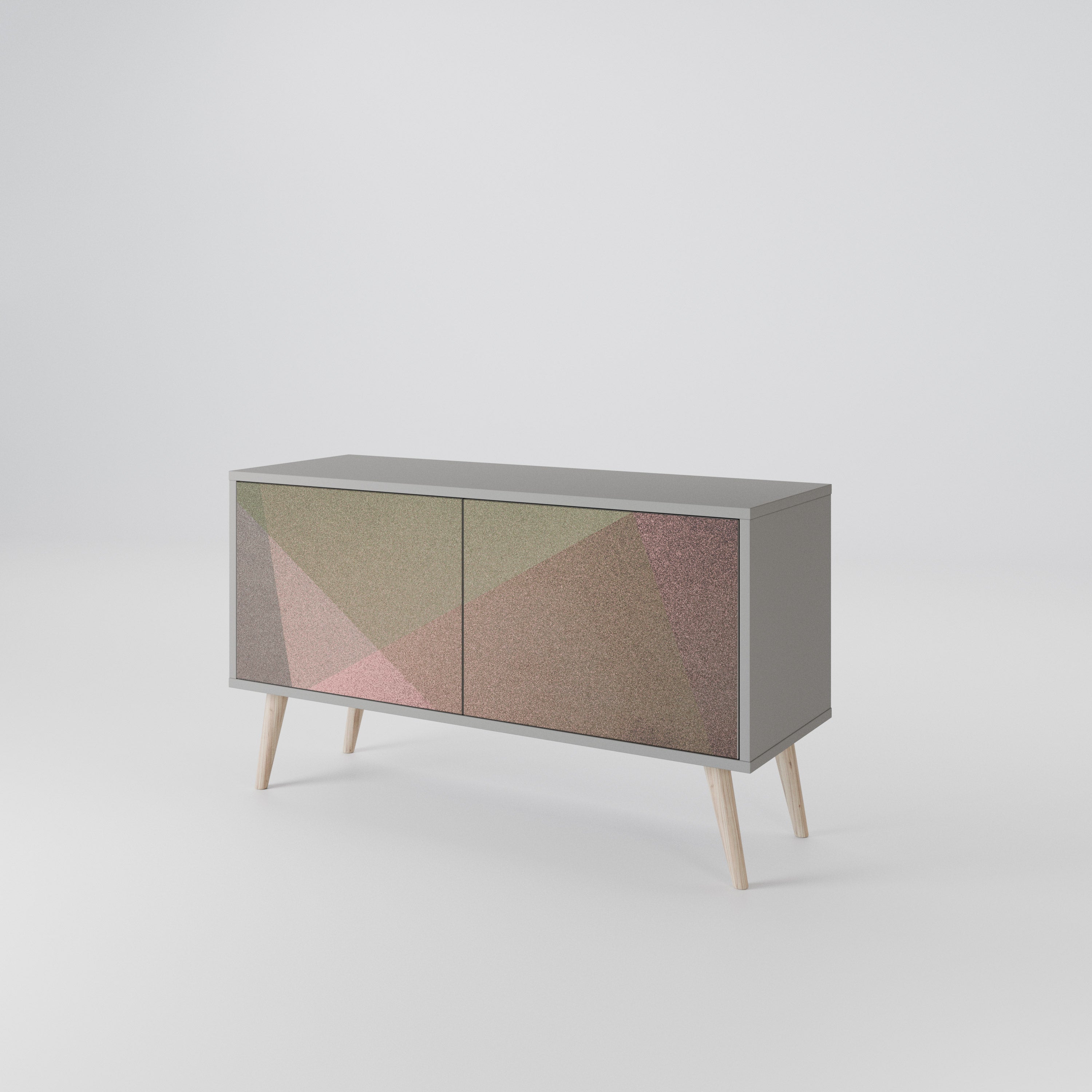 BEIGE GEOMETRY Kompaktowa szafka RTV 2-drzwiowa