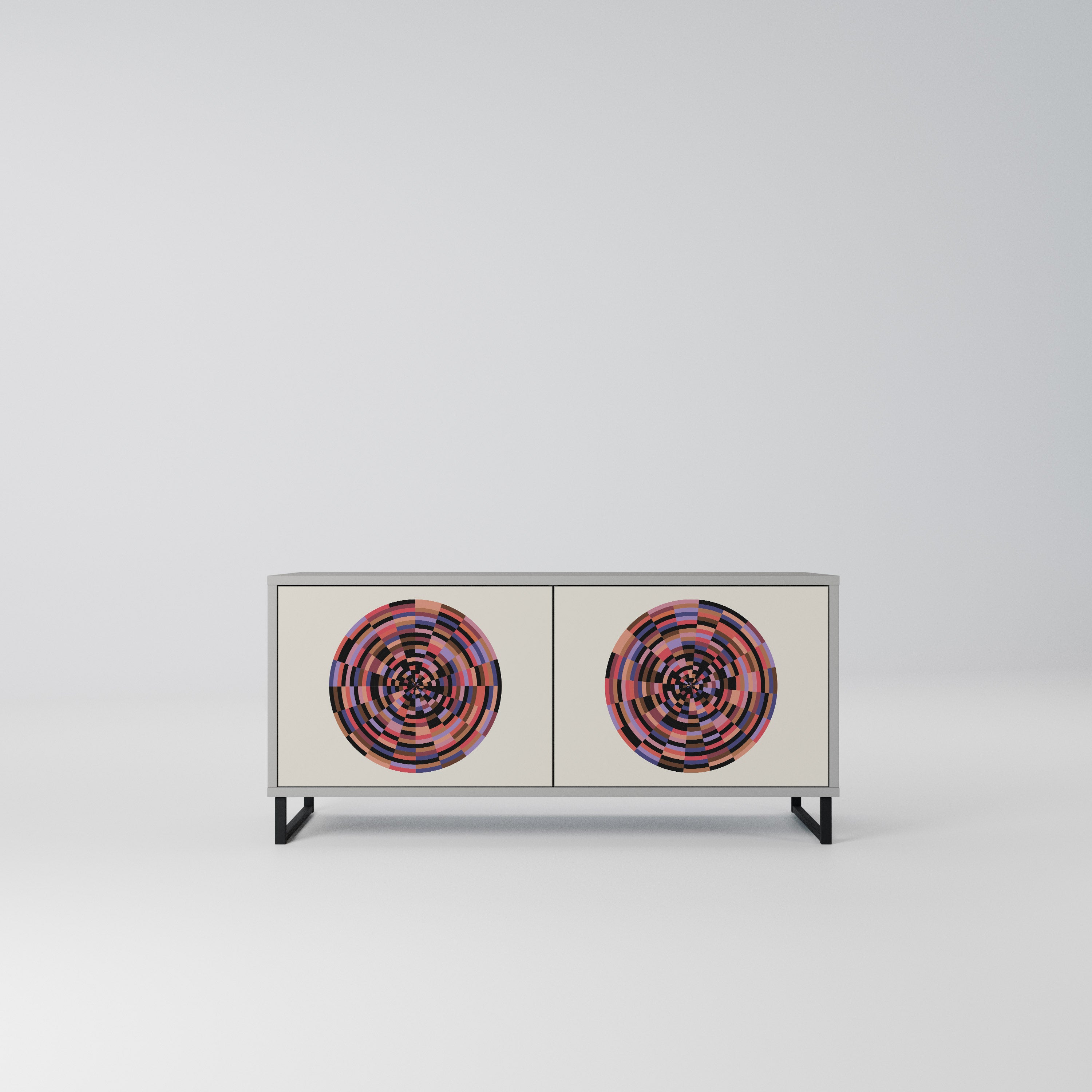 BROWN CIRCLES Kompaktowa szafka RTV 2-drzwiowa