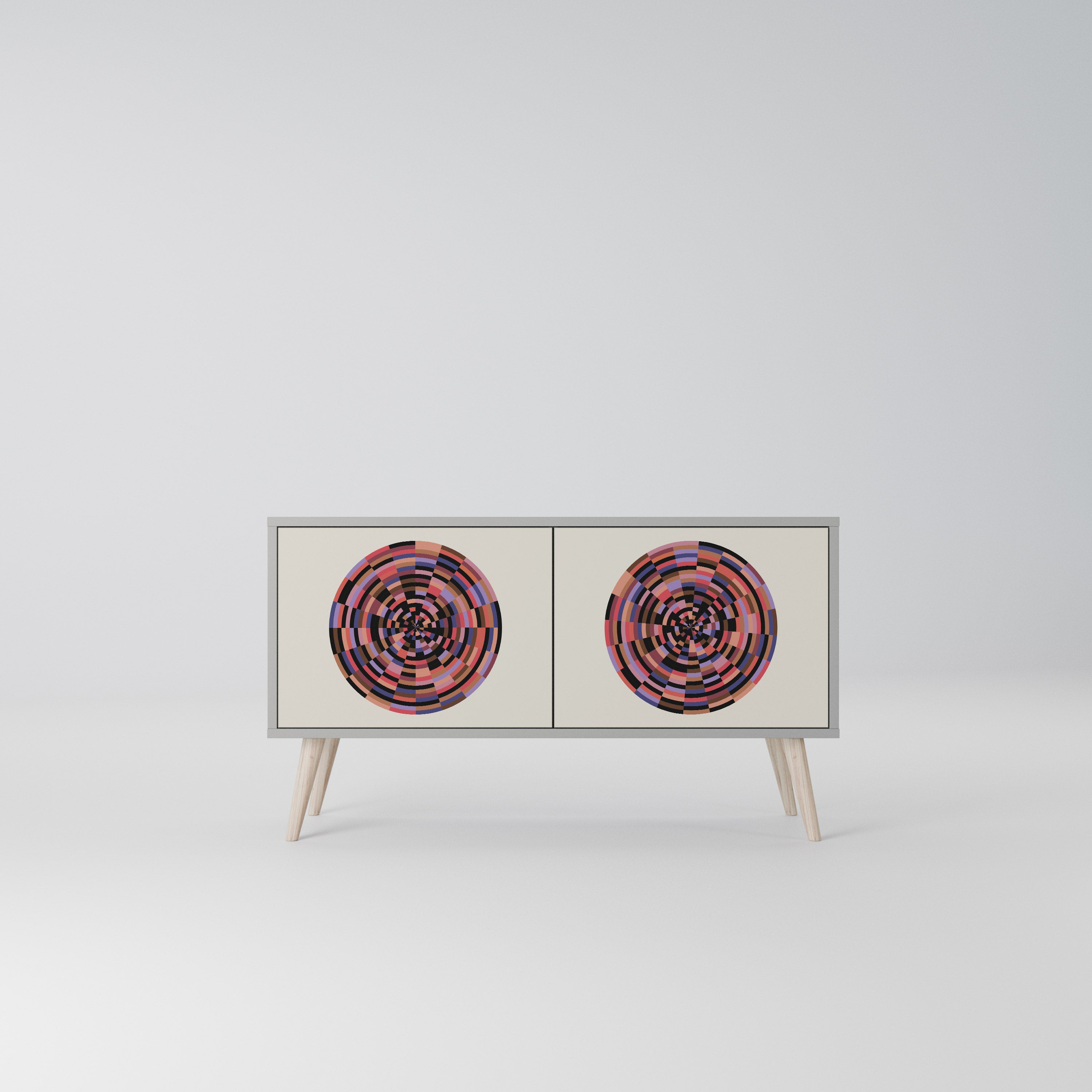 BROWN CIRCLES Kompaktowa szafka RTV 2-drzwiowa