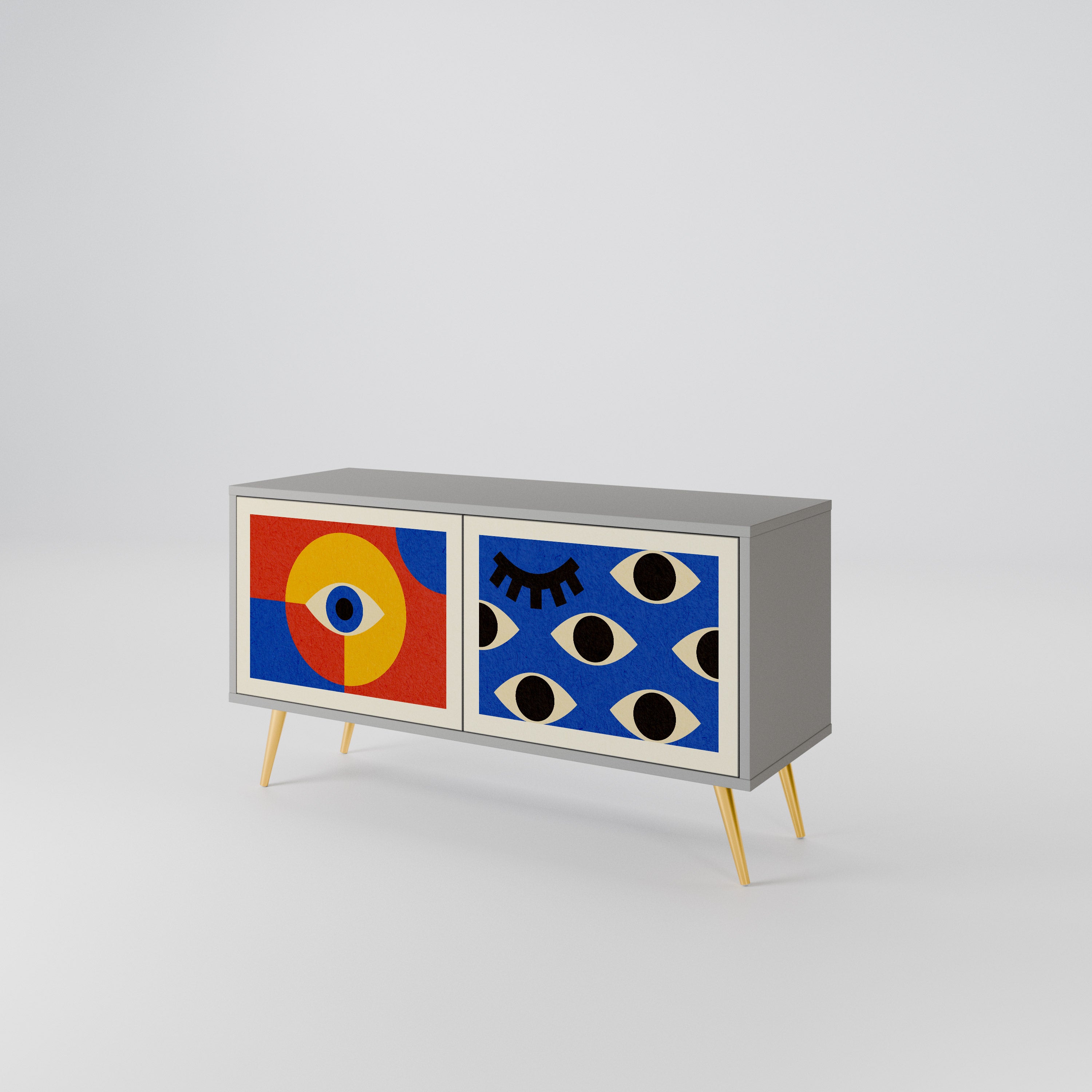 GEOMETRIC EYES Kompaktowa szafka RTV 2-drzwiowa