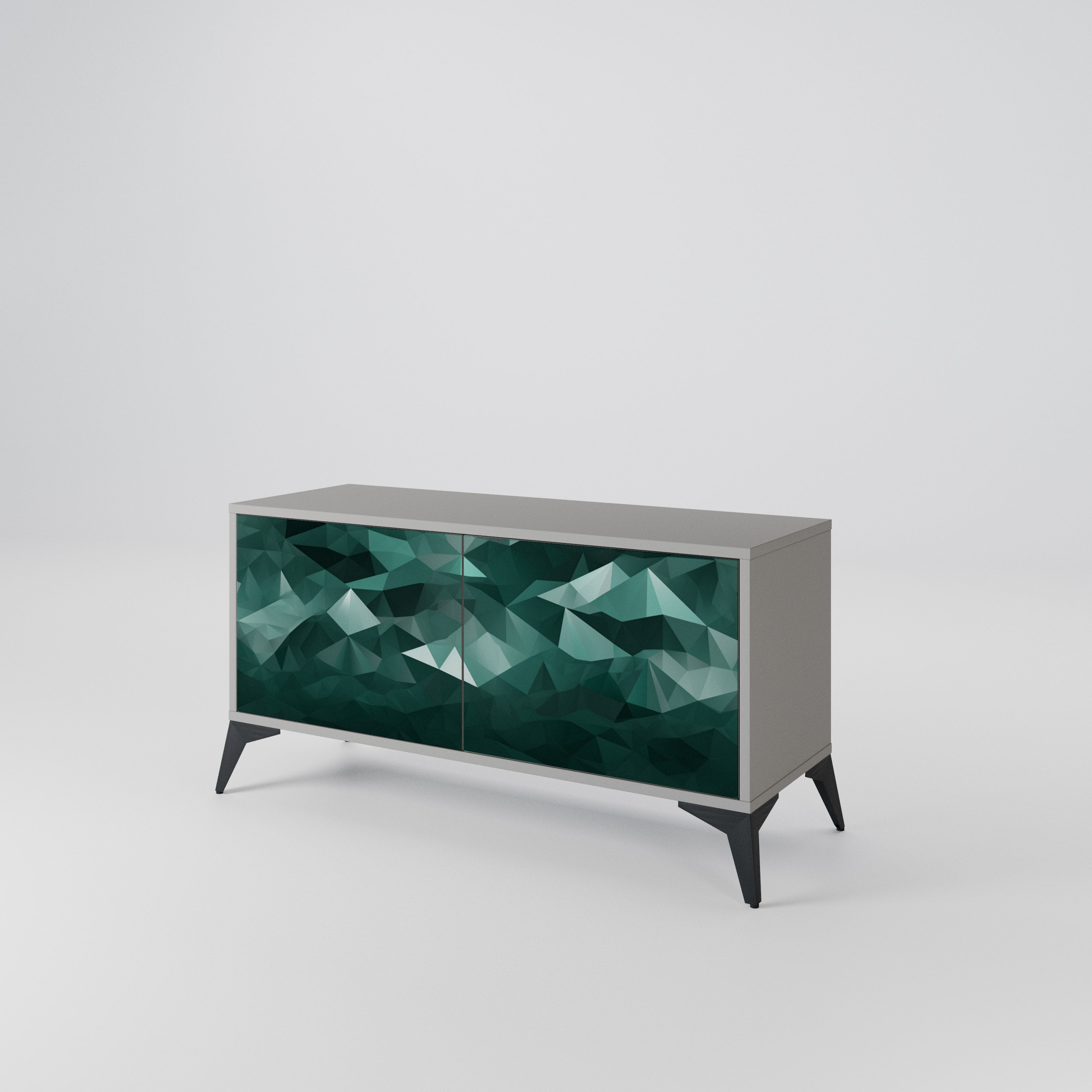 POLYGONAL FLOATING Kompaktowa szafka RTV 2-drzwiowa