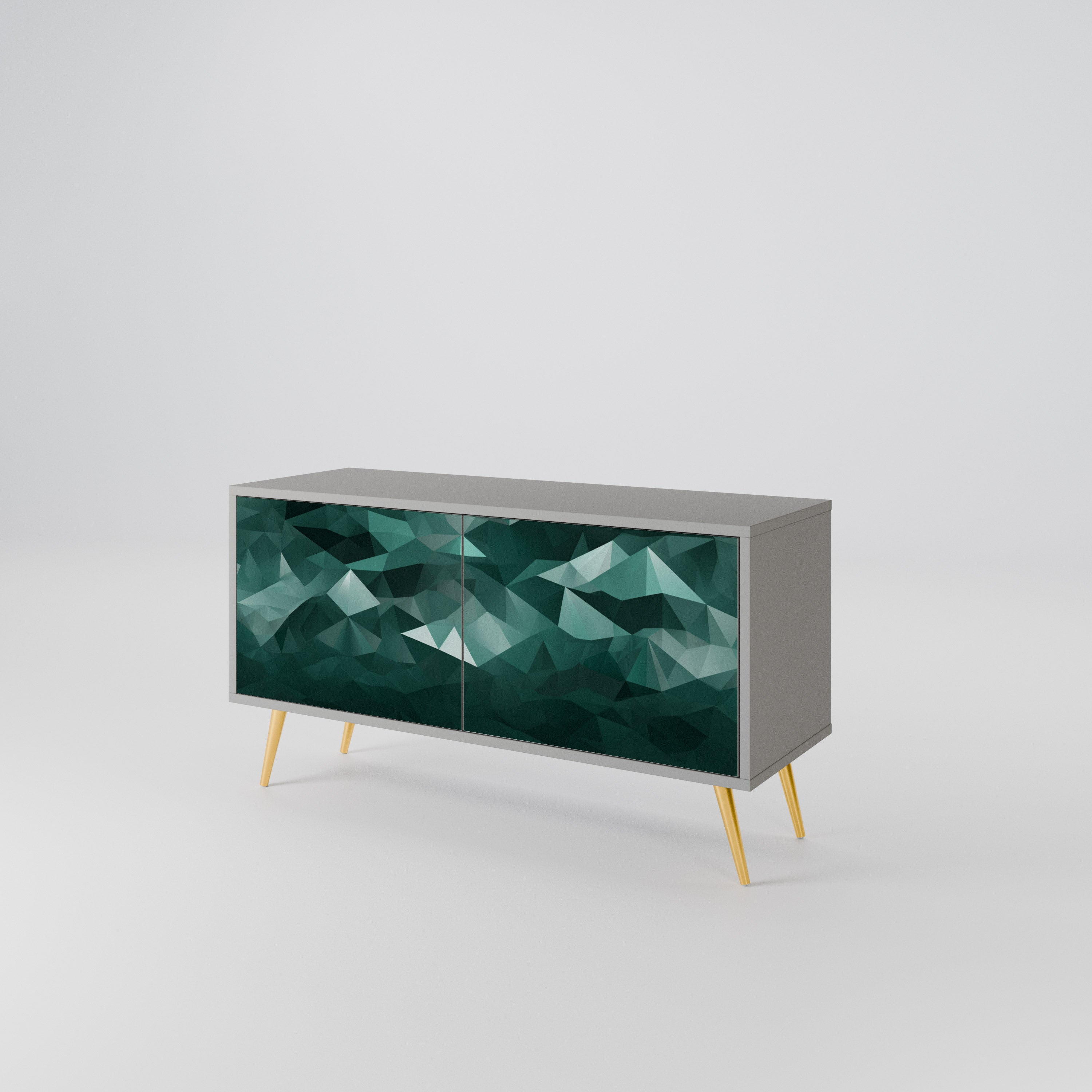 POLYGONAL FLOATING Kompaktowa szafka RTV 2-drzwiowa