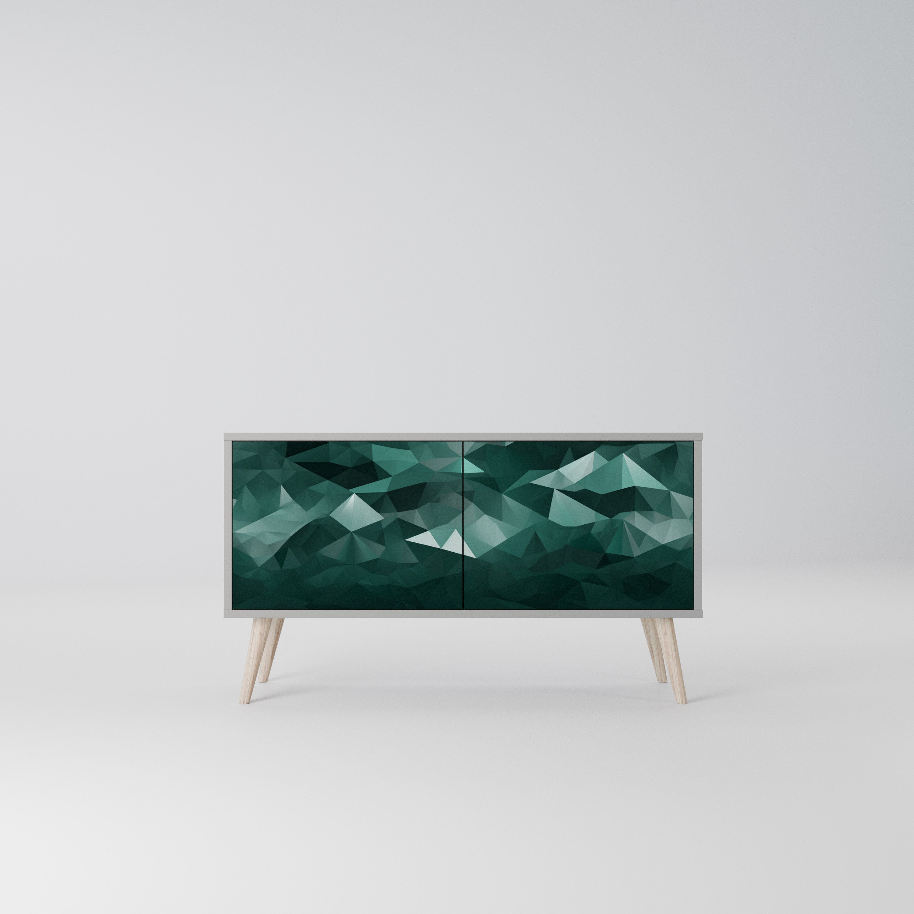 POLYGONAL FLOATING Kompaktowa szafka RTV 2-drzwiowa