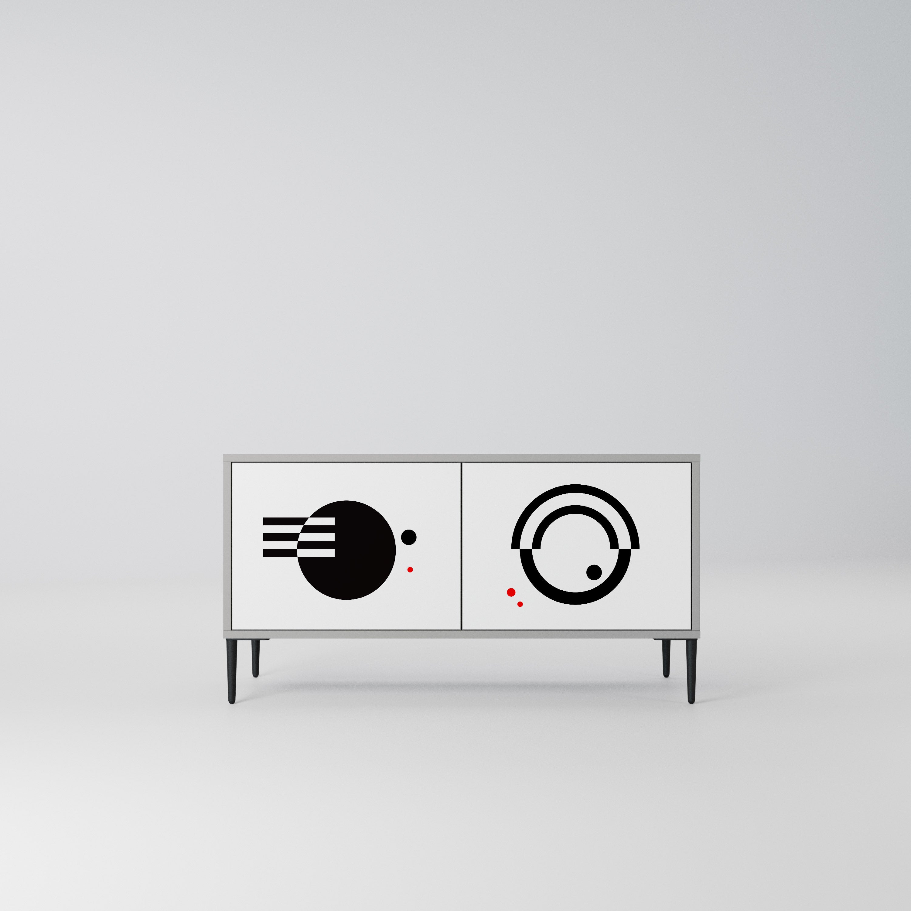 BLACK AND WHITE COMBINATION Kompaktowa szafka RTV 2-drzwiowa