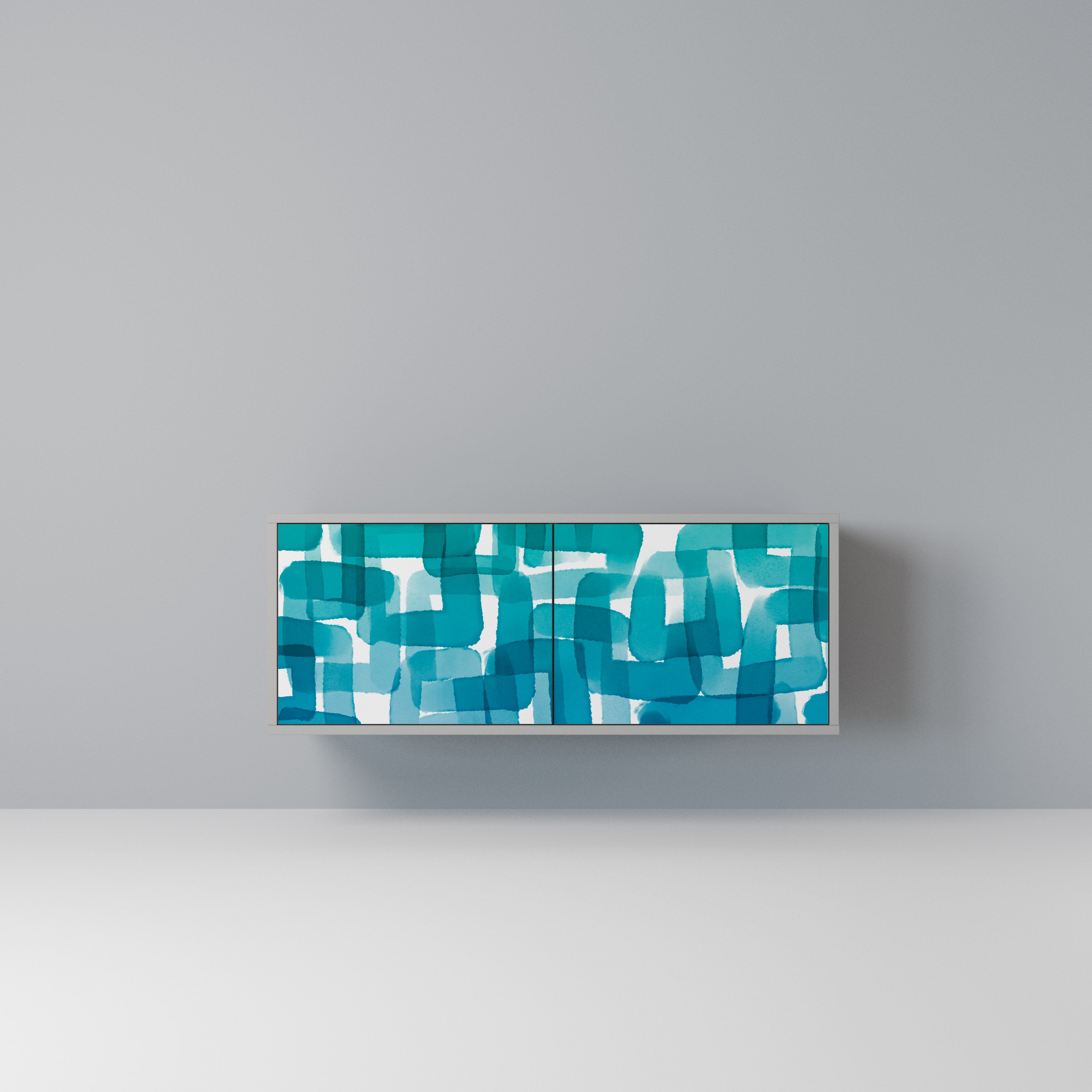 TURQUOISE RECTANGLES Kompaktowa szafka RTV 2-drzwiowa