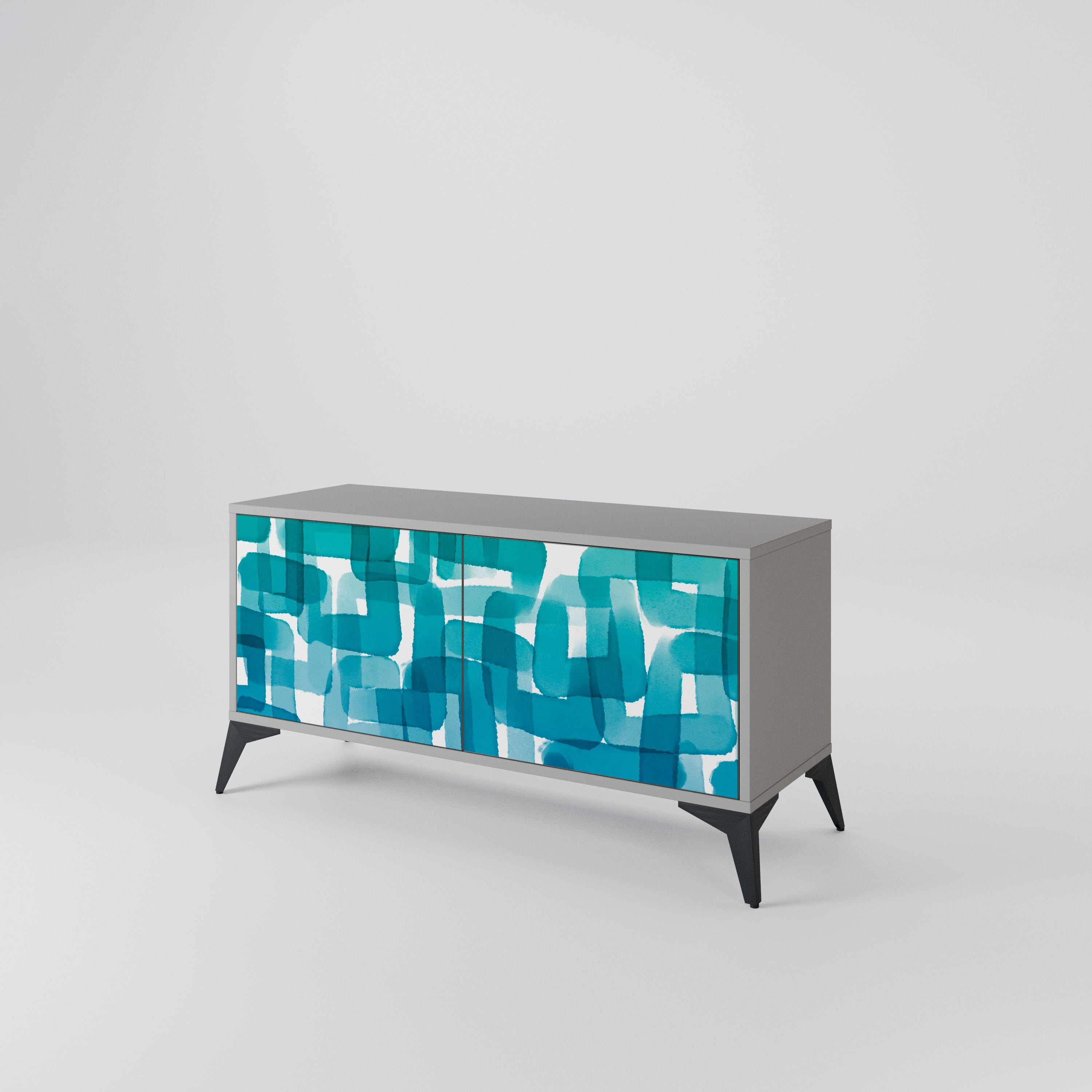 TURQUOISE RECTANGLES Kompaktowa szafka RTV 2-drzwiowa