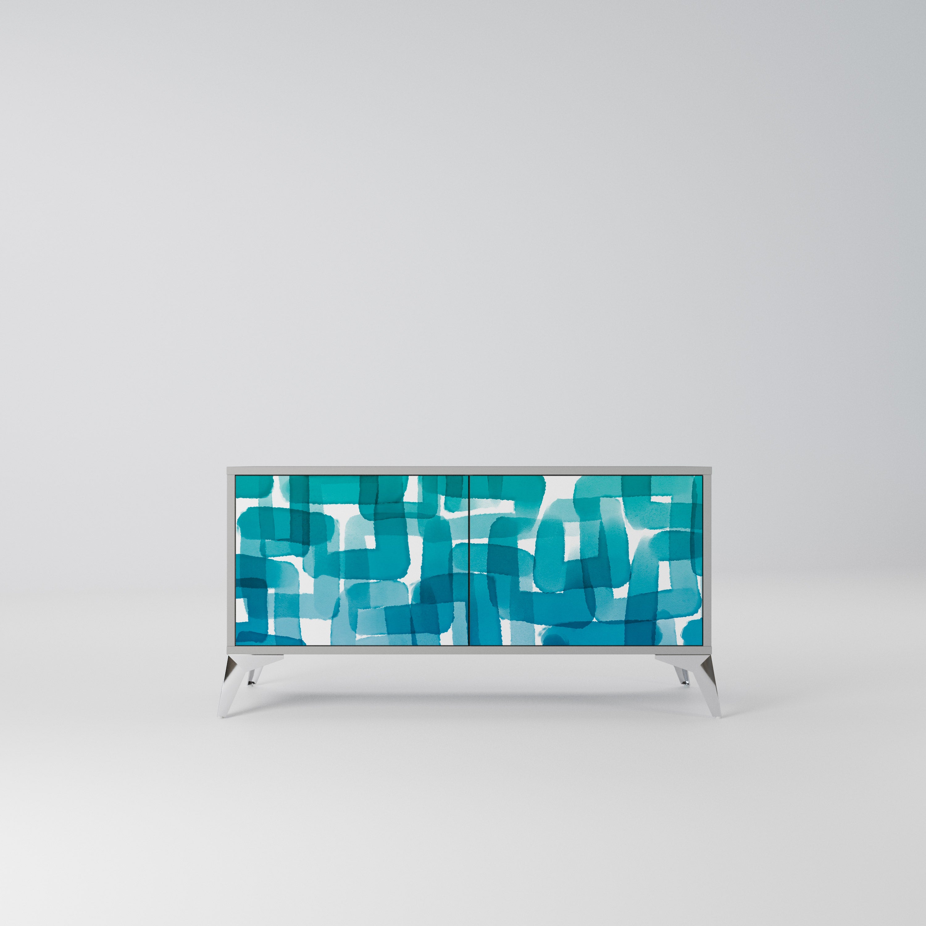 TURQUOISE RECTANGLES Kompaktowa szafka RTV 2-drzwiowa
