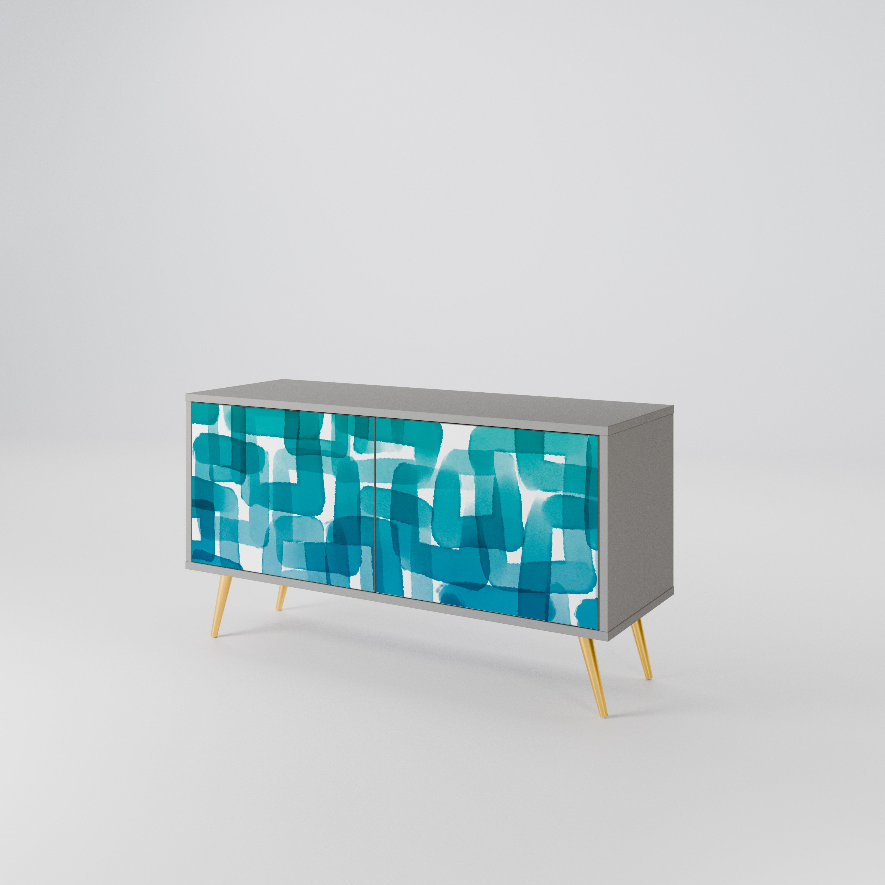 TURQUOISE RECTANGLES Kompaktowa szafka RTV 2-drzwiowa