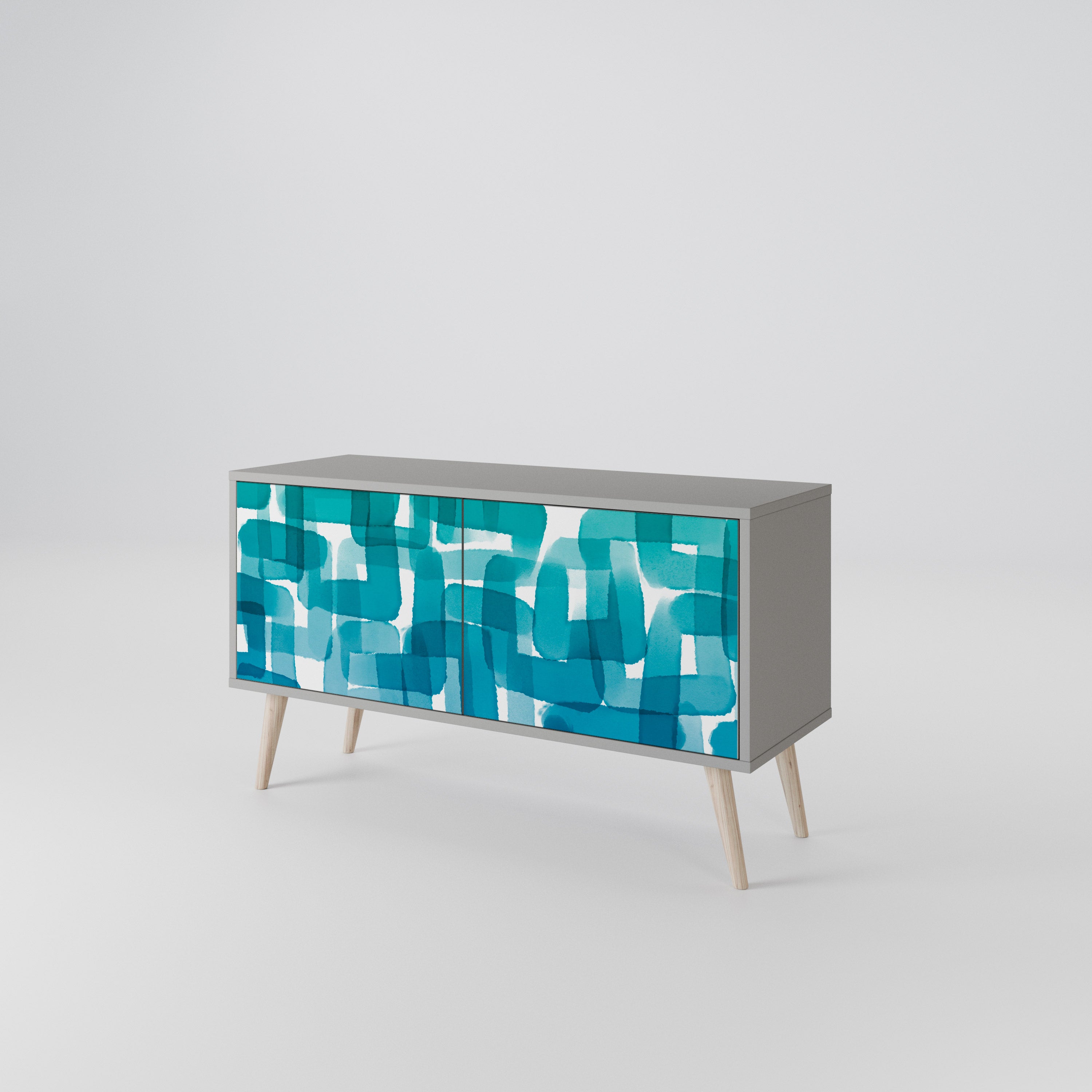 TURQUOISE RECTANGLES Kompaktowa szafka RTV 2-drzwiowa