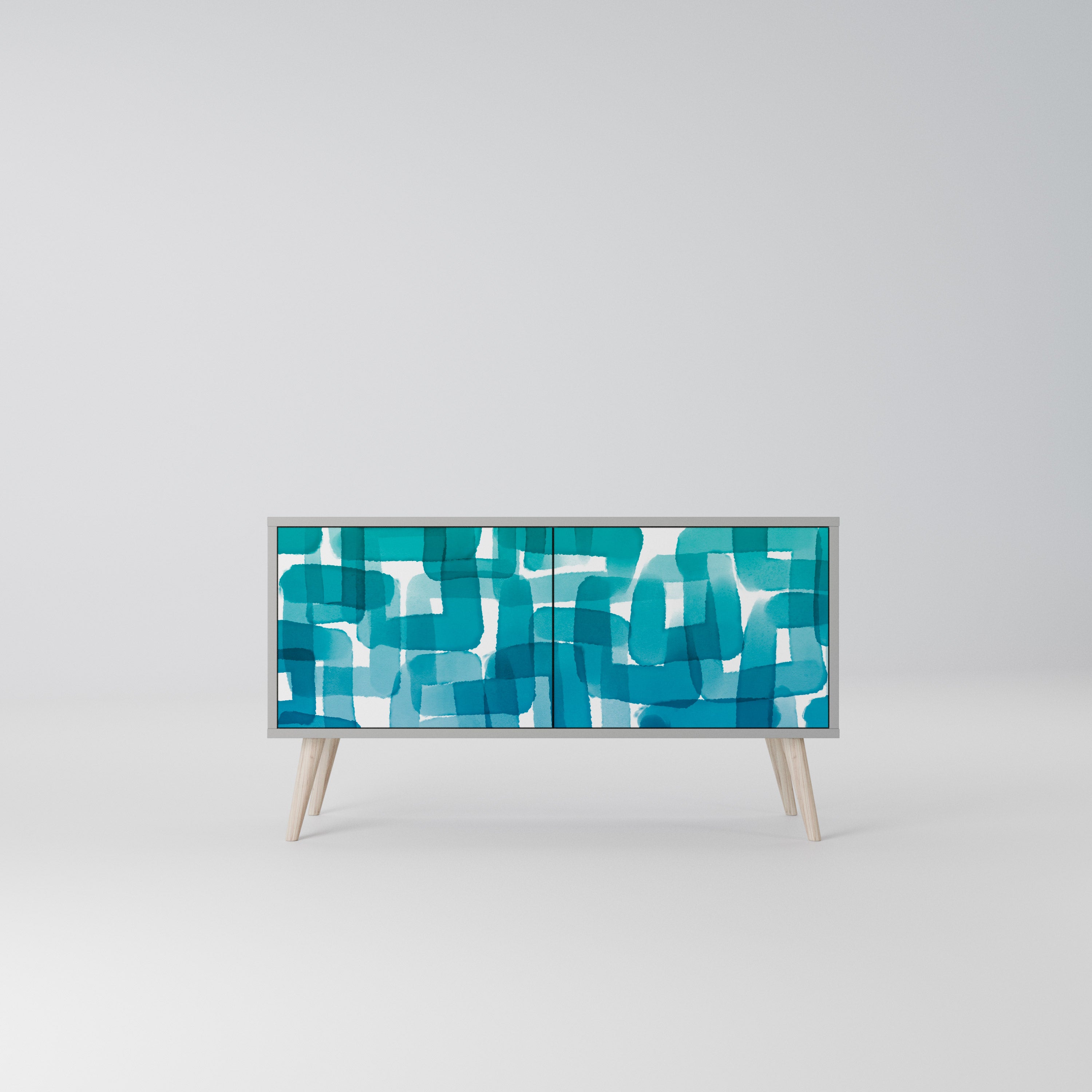 TURQUOISE RECTANGLES Kompaktowa szafka RTV 2-drzwiowa