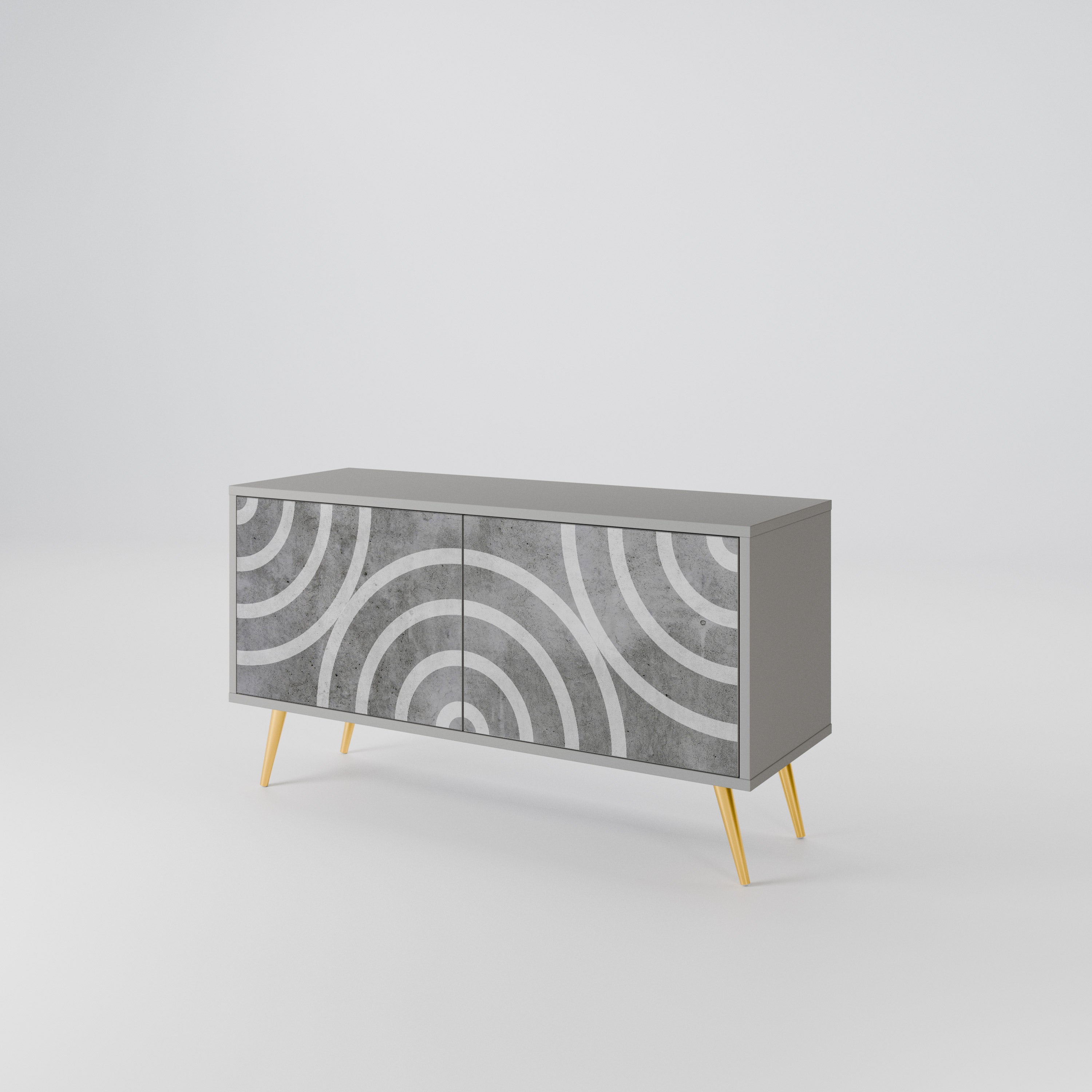 CIRCLE CONCRETE Kompaktowa szafka RTV 2-drzwiowa