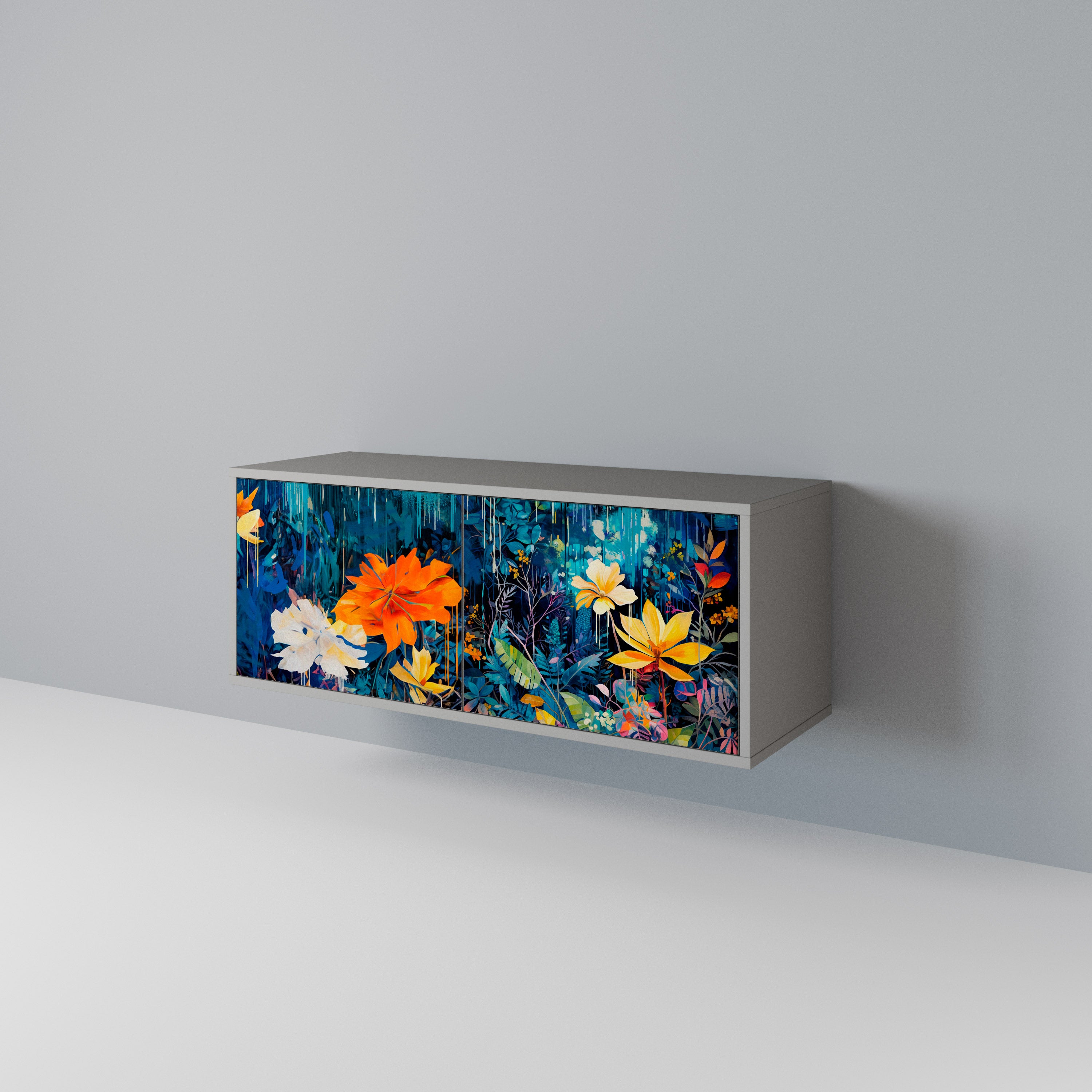 MIDNIGHT BLOSSOM Kompaktowa szafka RTV 2-drzwiowa