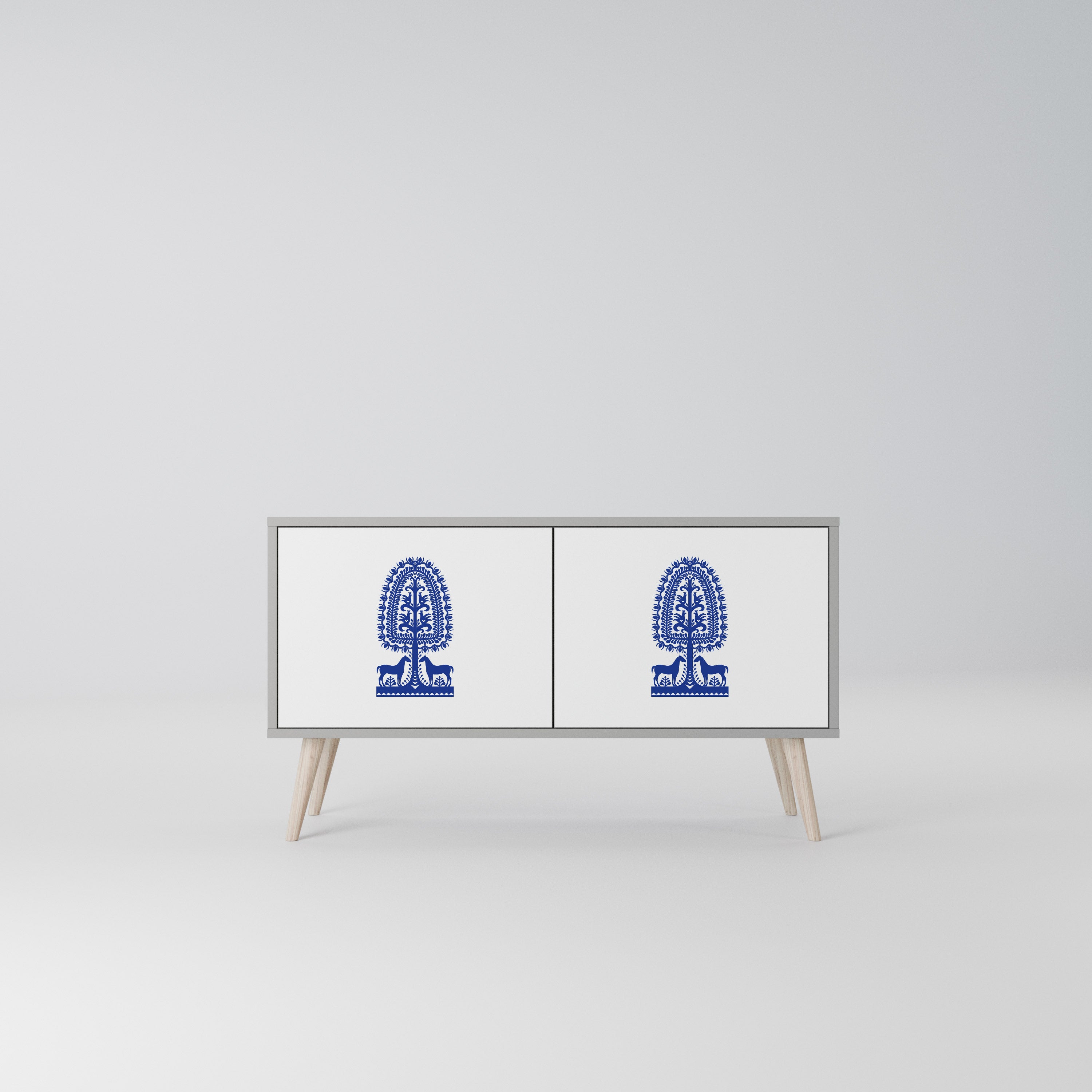 POLISH FOLK ART Kompaktowa szafka RTV 2-drzwiowa