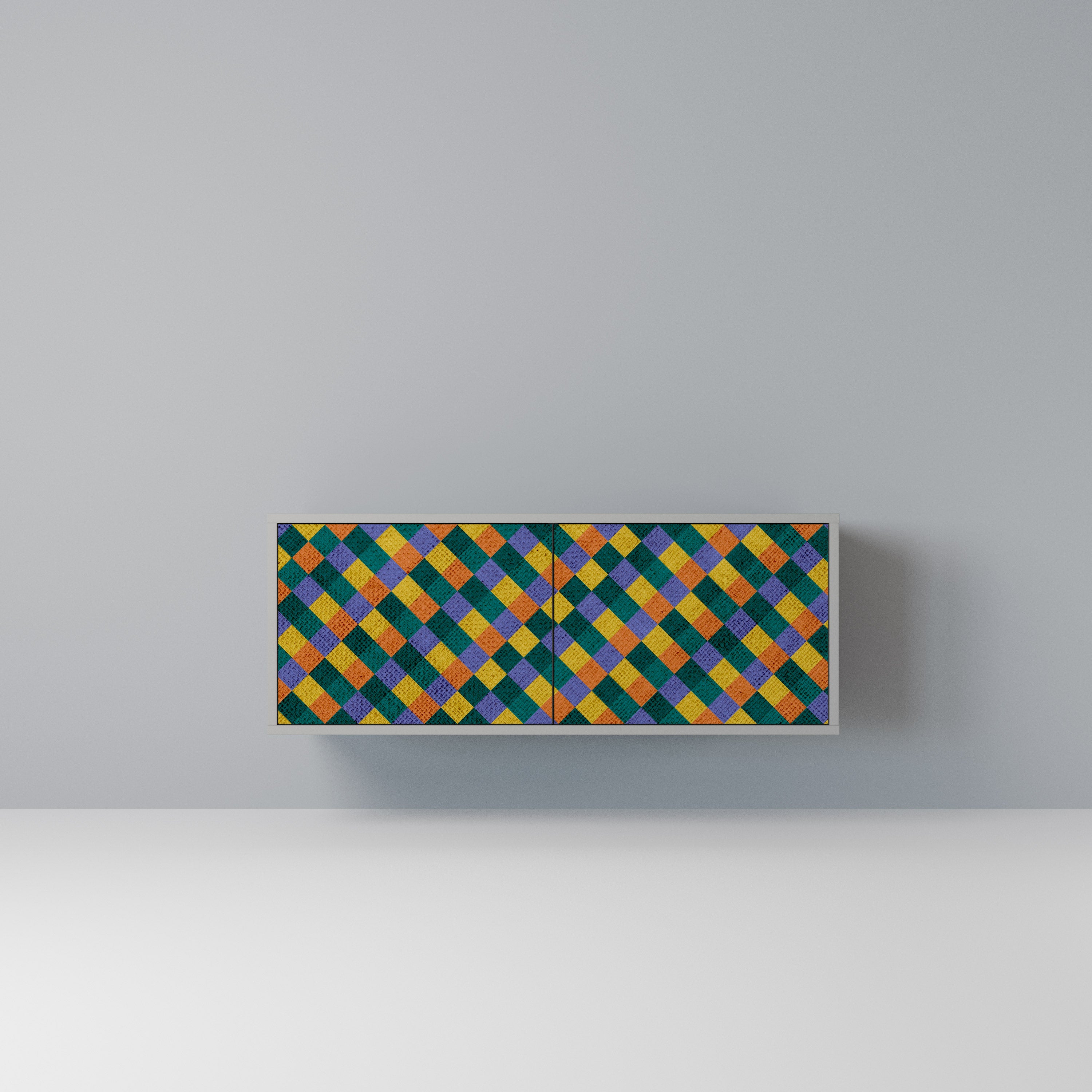 PAINTED SQUARES MIX Kompaktowa szafka RTV 2-drzwiowa