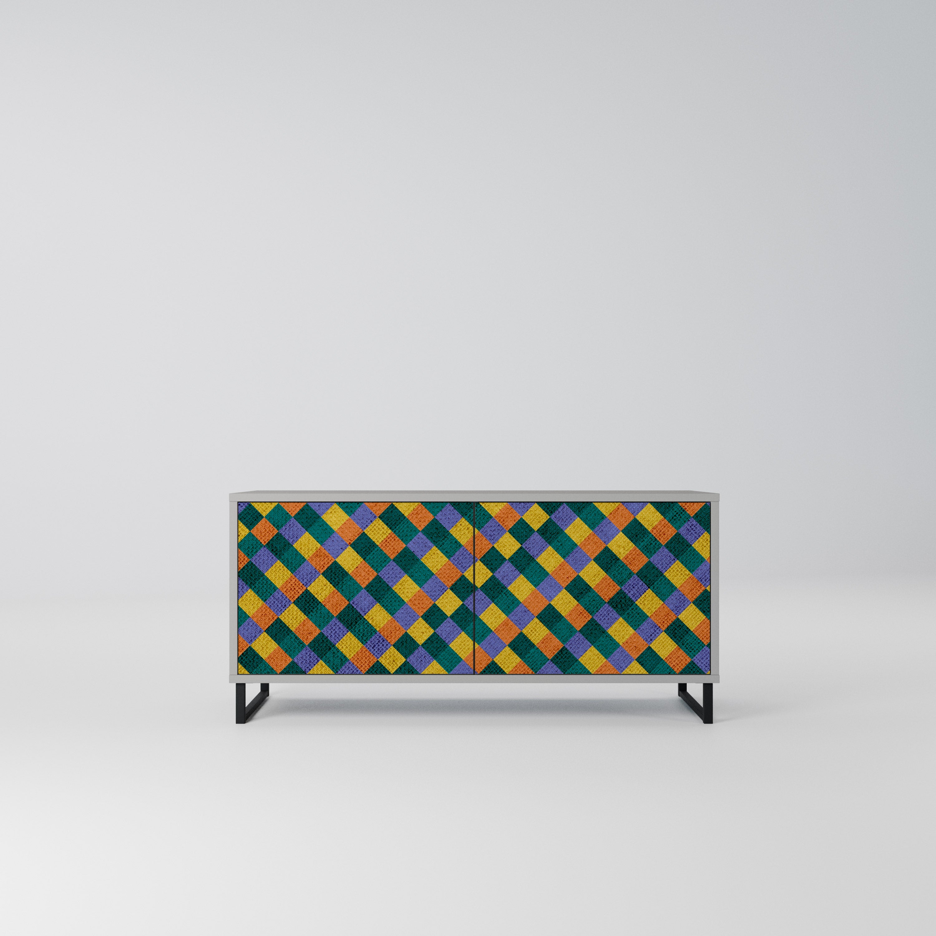 PAINTED SQUARES MIX Kompaktowa szafka RTV 2-drzwiowa