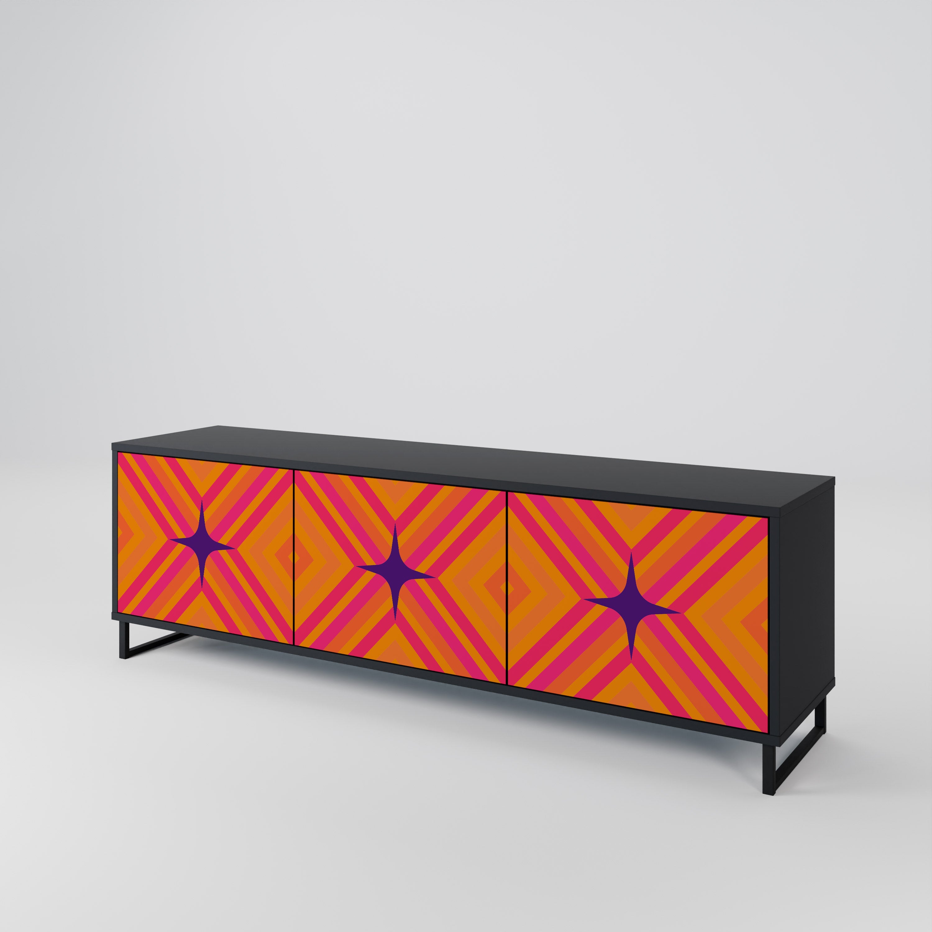 GEOMETRIC BRILLIANCE Szafka RTV 3-drzwiowa korpus Czarny