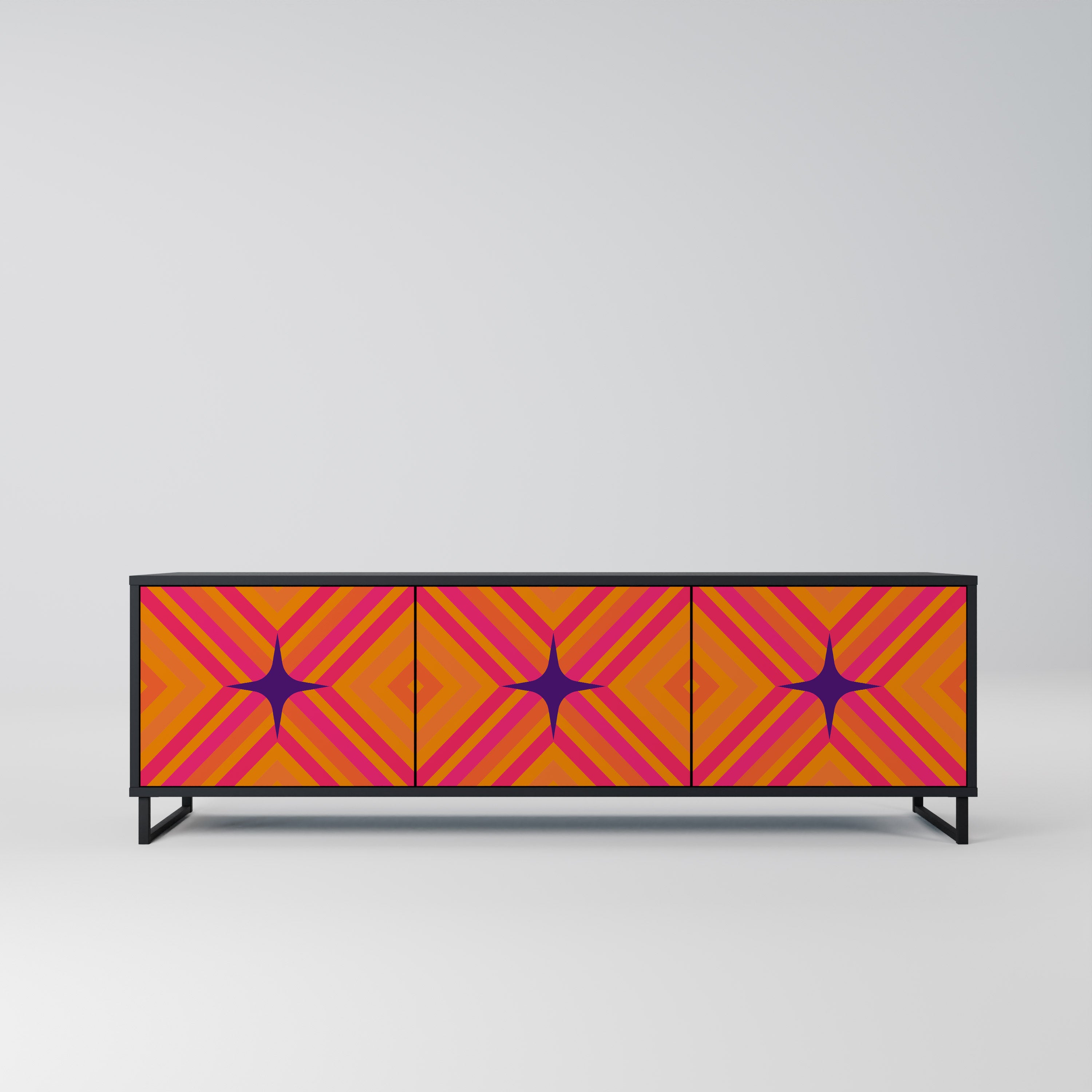 GEOMETRIC BRILLIANCE Szafka RTV 3-drzwiowa korpus Czarny