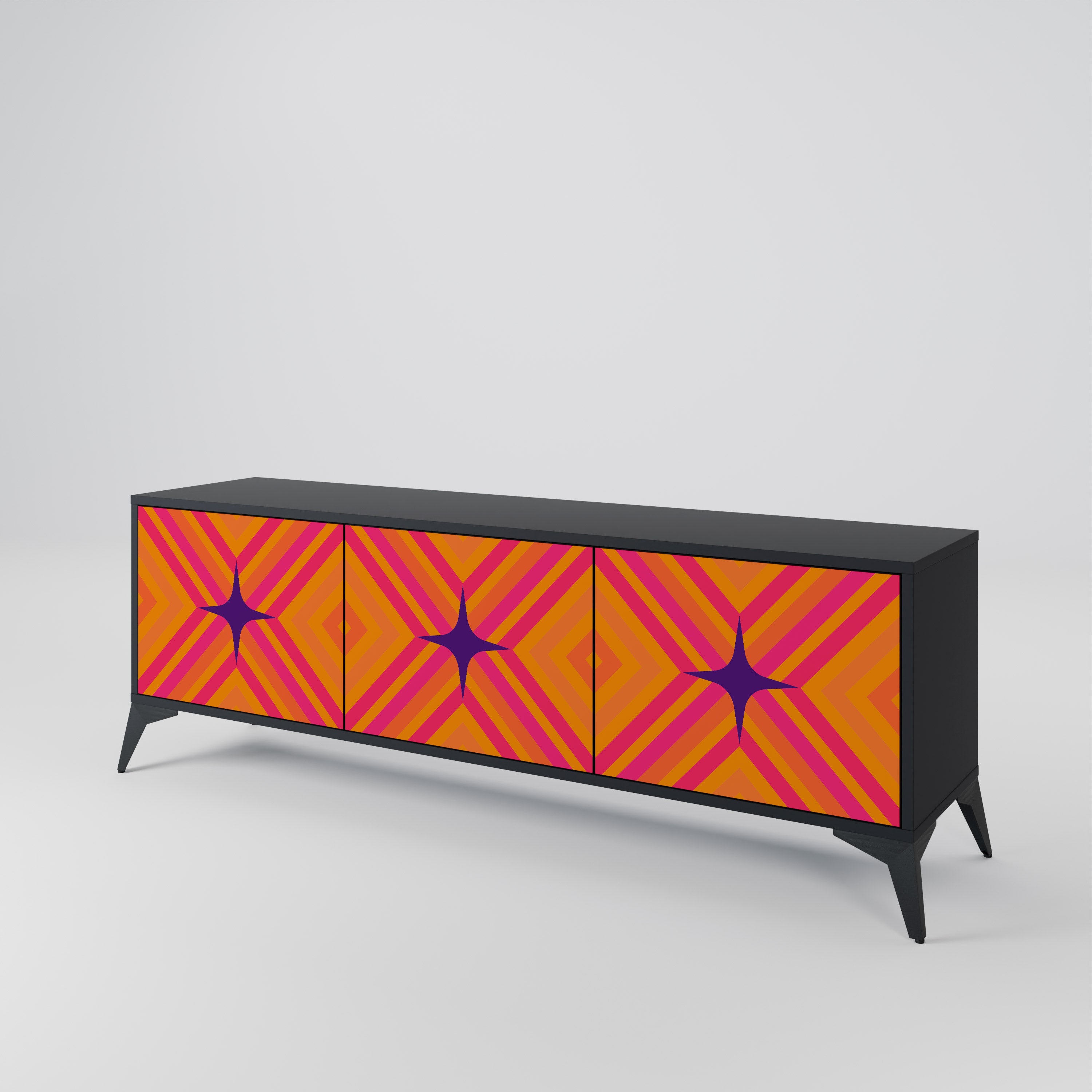 GEOMETRIC BRILLIANCE Szafka RTV 3-drzwiowa korpus Czarny