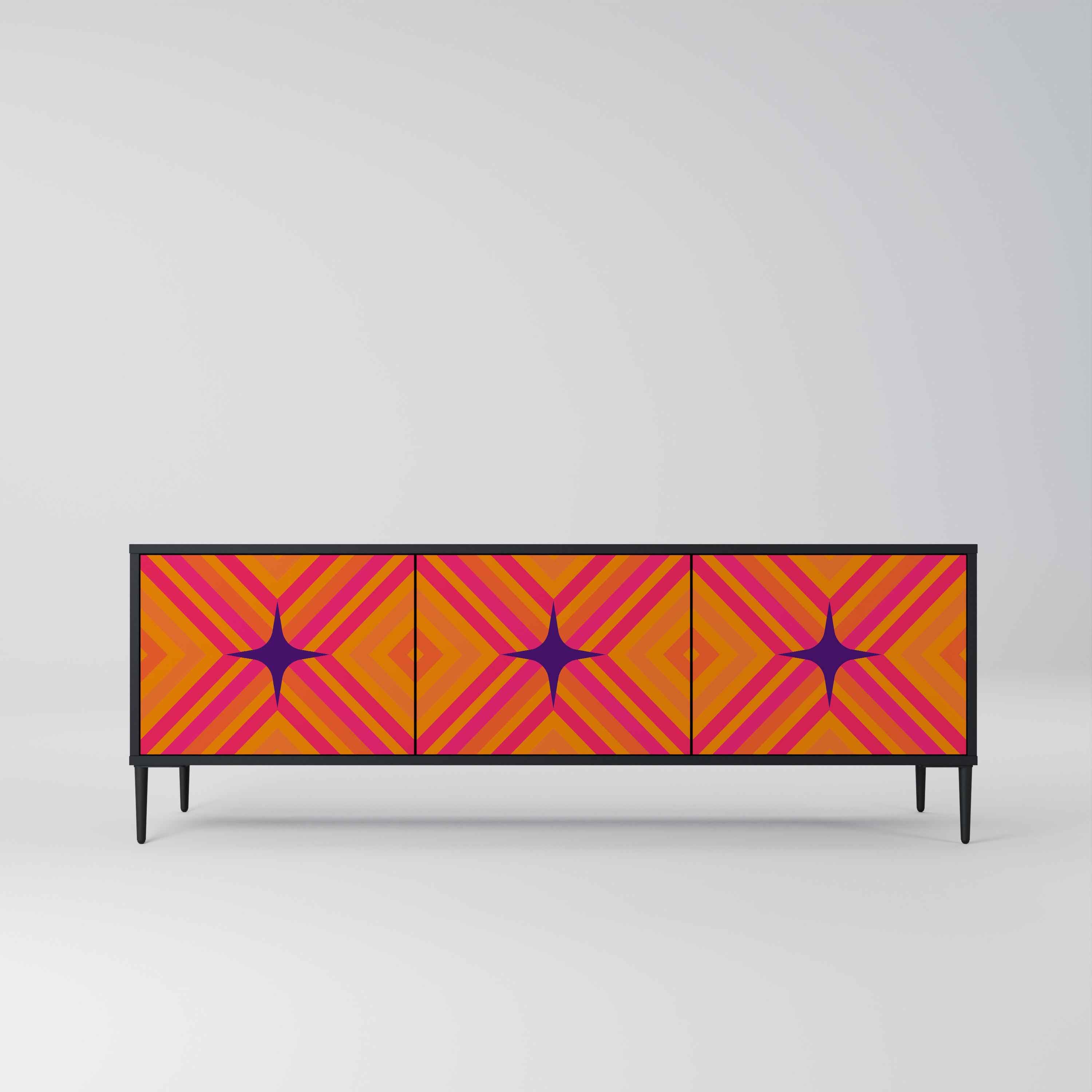 GEOMETRIC BRILLIANCE Szafka RTV 3-drzwiowa korpus Czarny