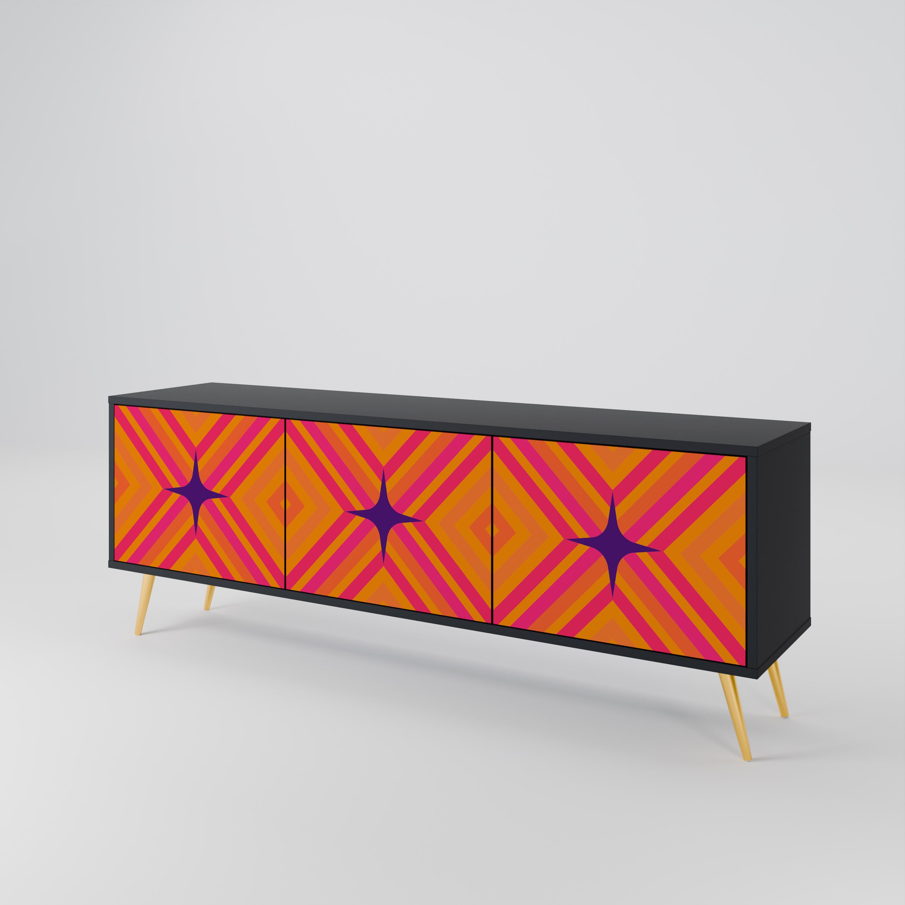 GEOMETRIC BRILLIANCE Szafka RTV 3-drzwiowa korpus Czarny