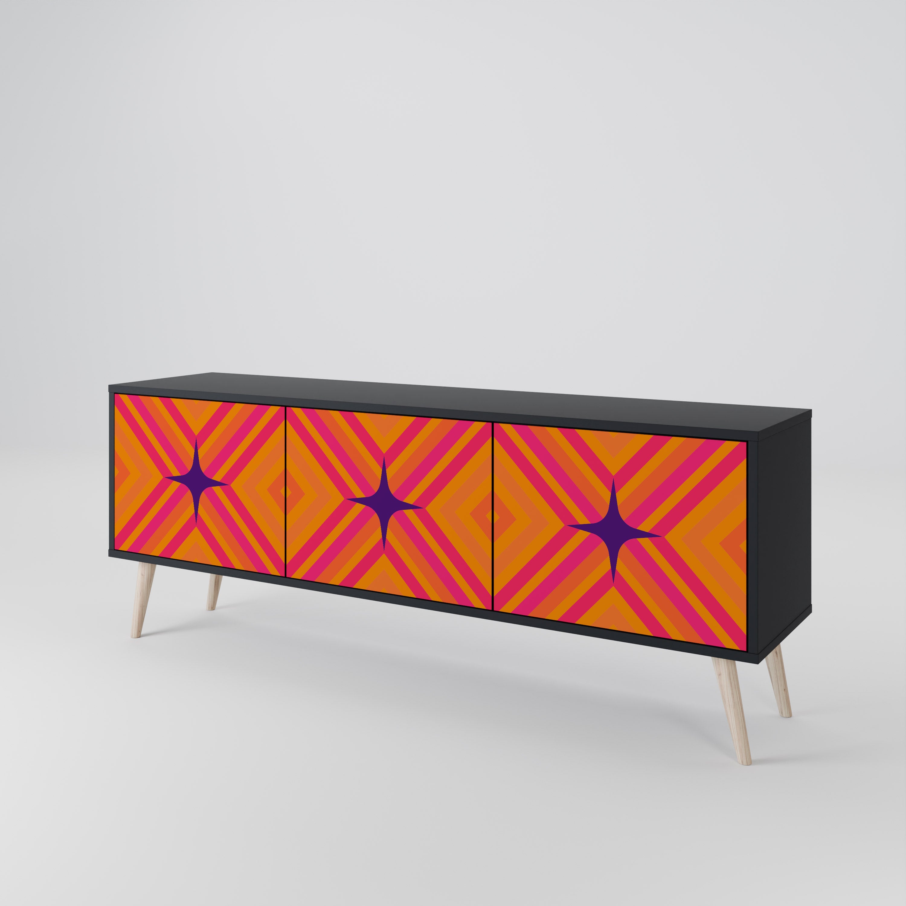 GEOMETRIC BRILLIANCE Szafka RTV 3-drzwiowa korpus Czarny