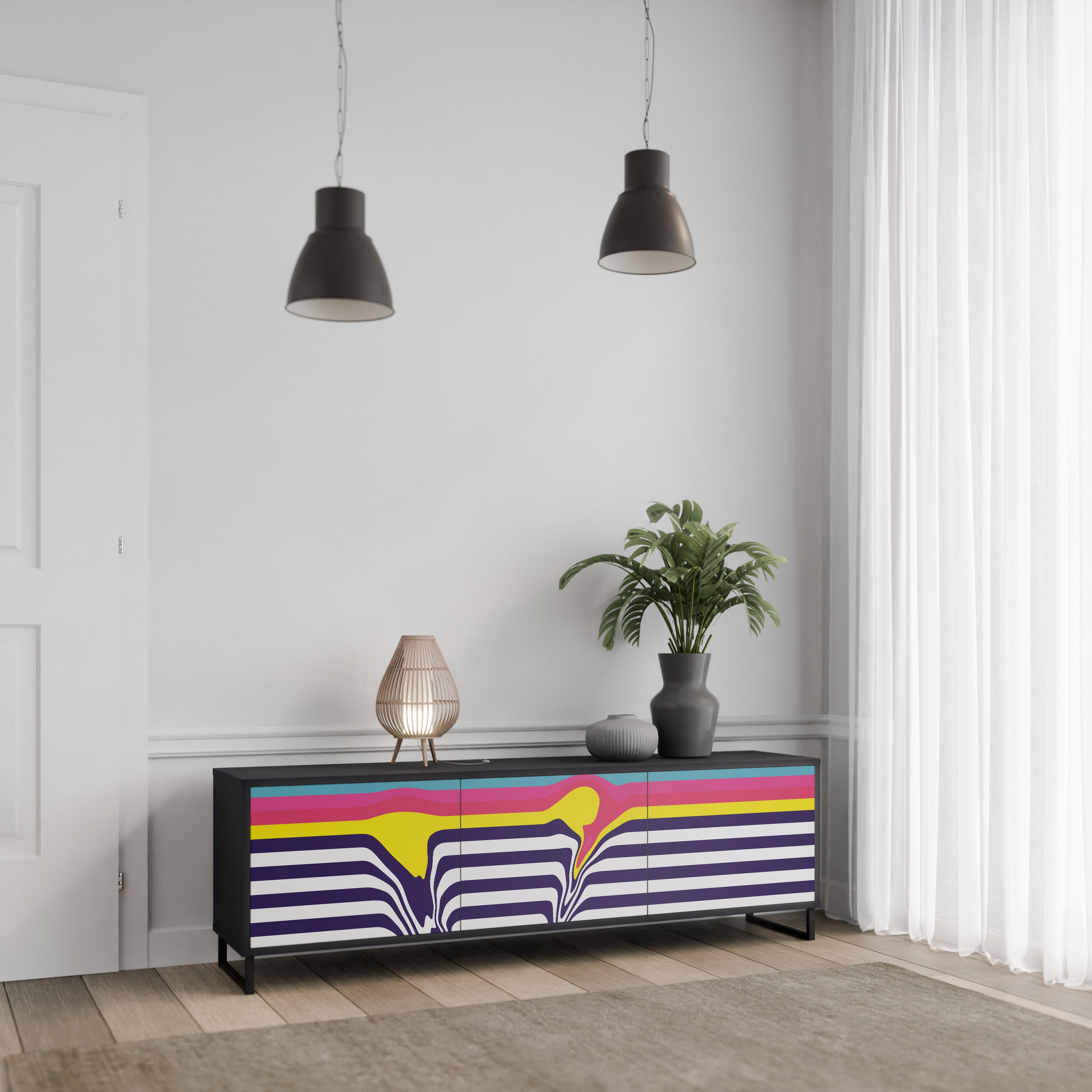 COLORFUL DIVERSION Szafka RTV 3-drzwiowa korpus Czarny