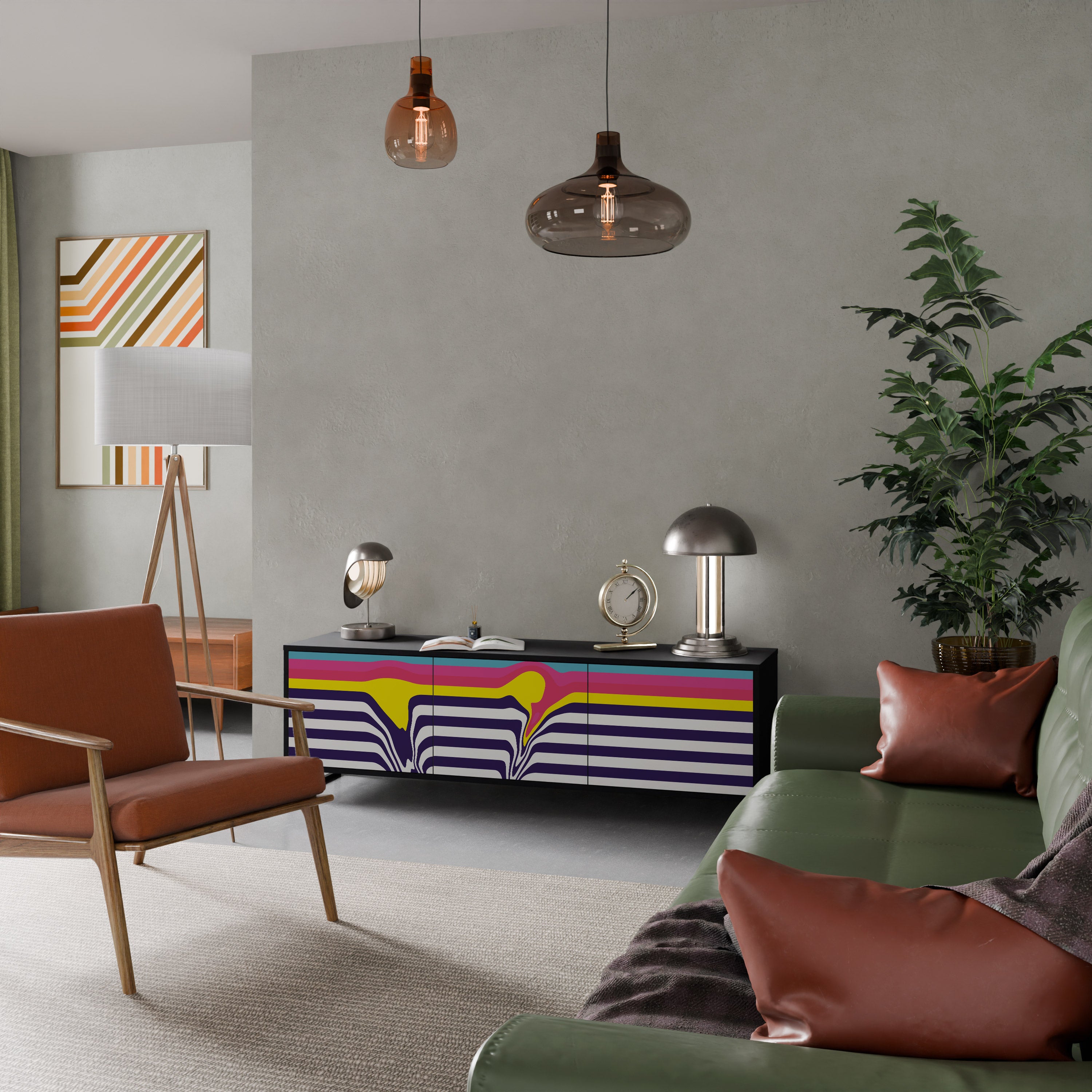 COLORFUL DIVERSION Szafka RTV 3-drzwiowa korpus Czarny