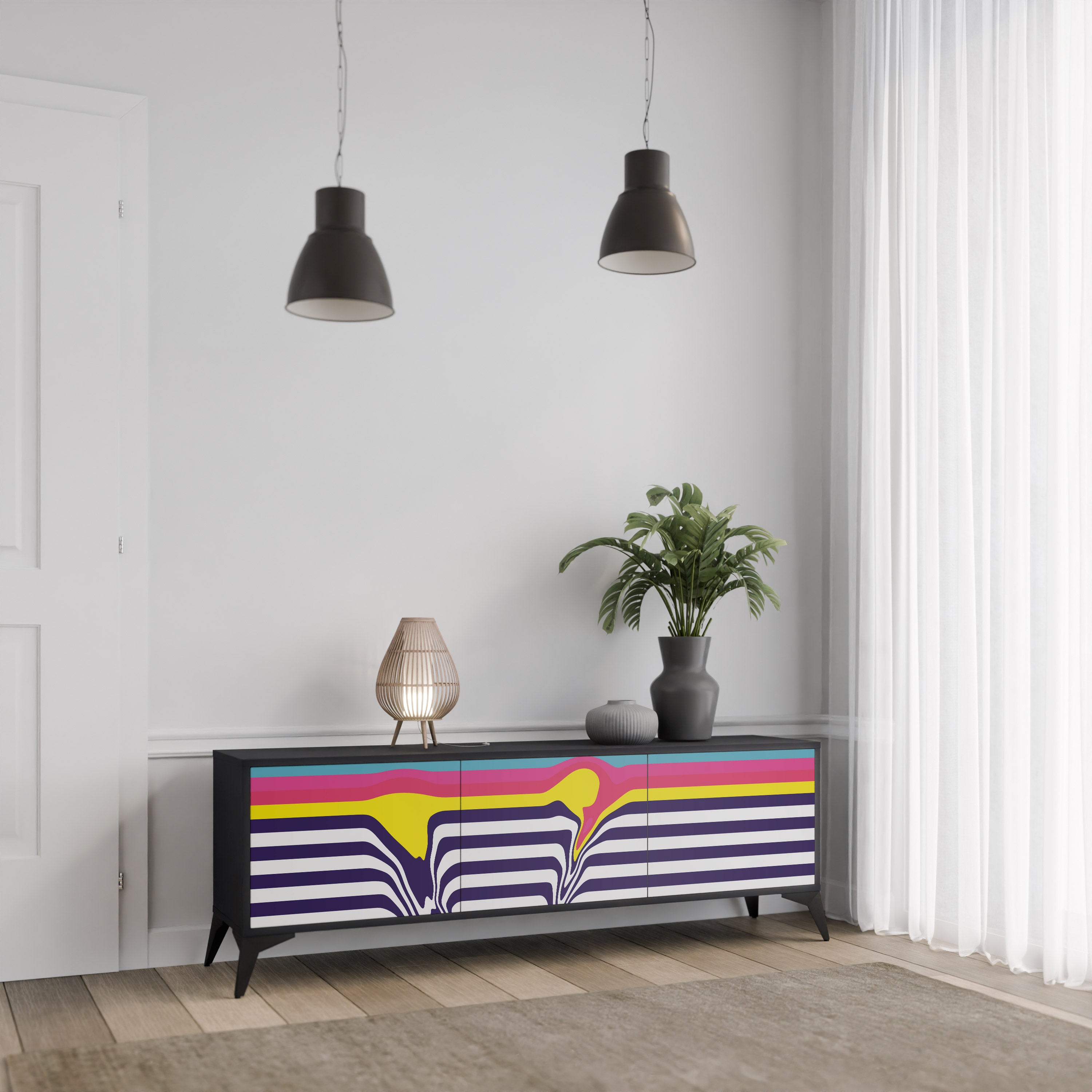 COLORFUL DIVERSION Szafka RTV 3-drzwiowa korpus Czarny