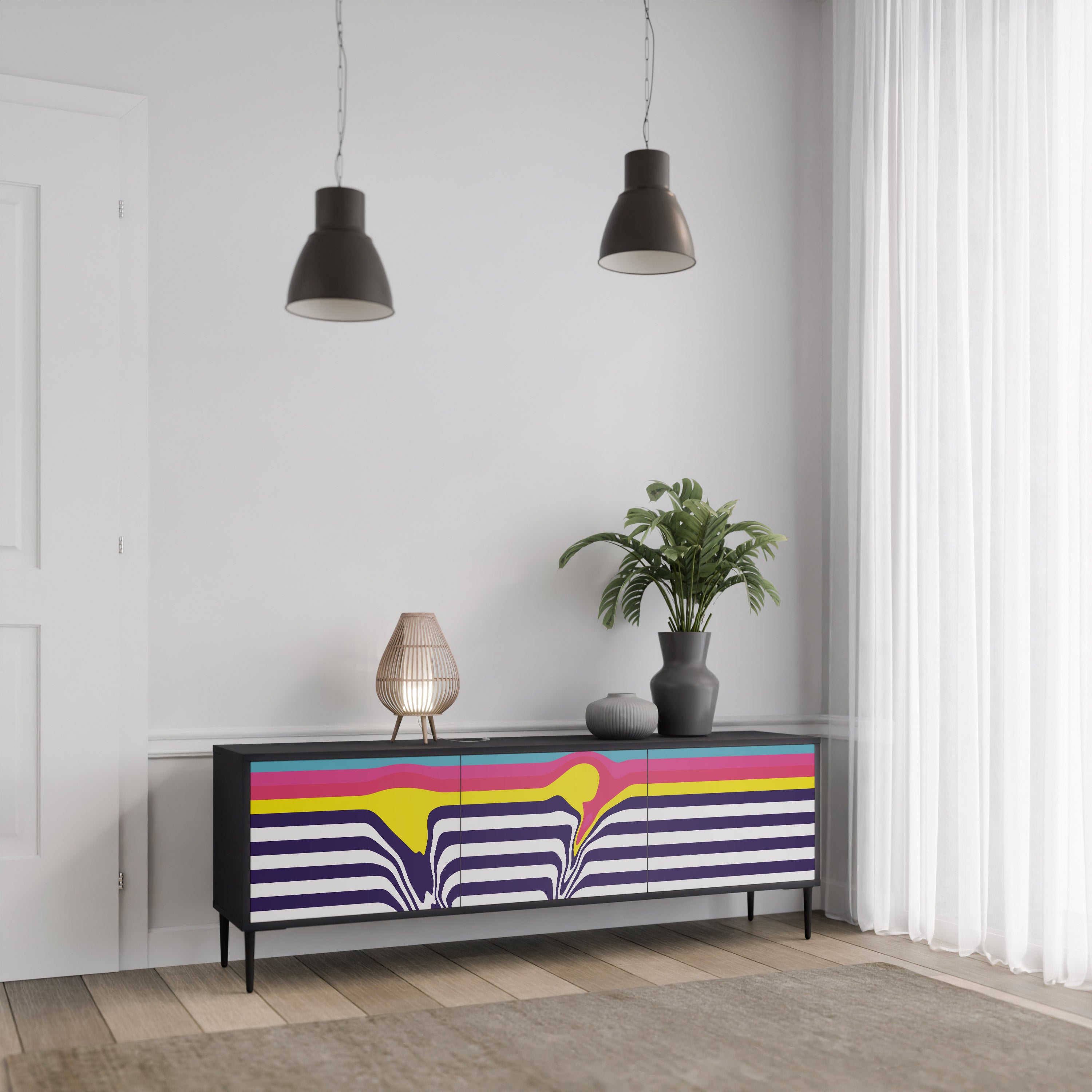 COLORFUL DIVERSION Szafka RTV 3-drzwiowa korpus Czarny