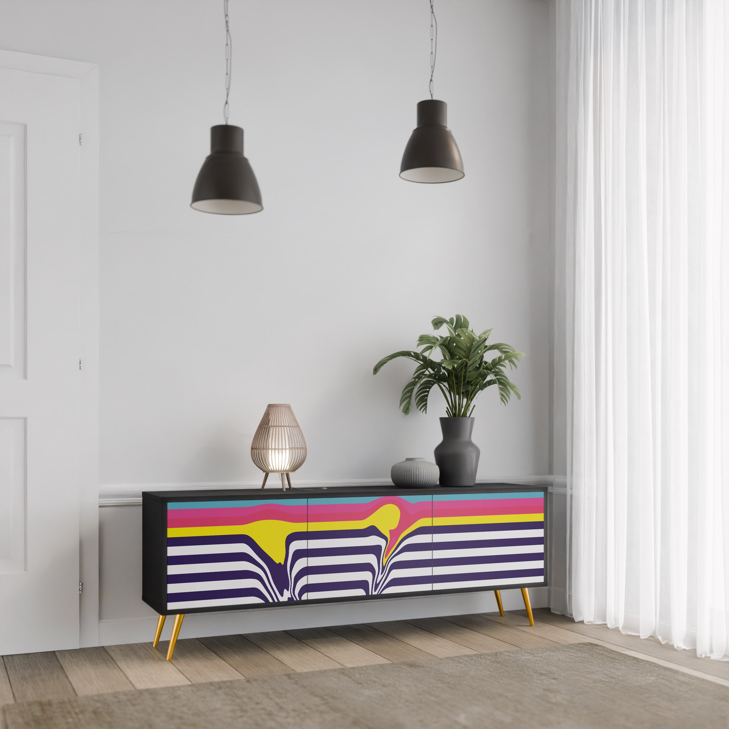 COLORFUL DIVERSION Szafka RTV 3-drzwiowa korpus Czarny