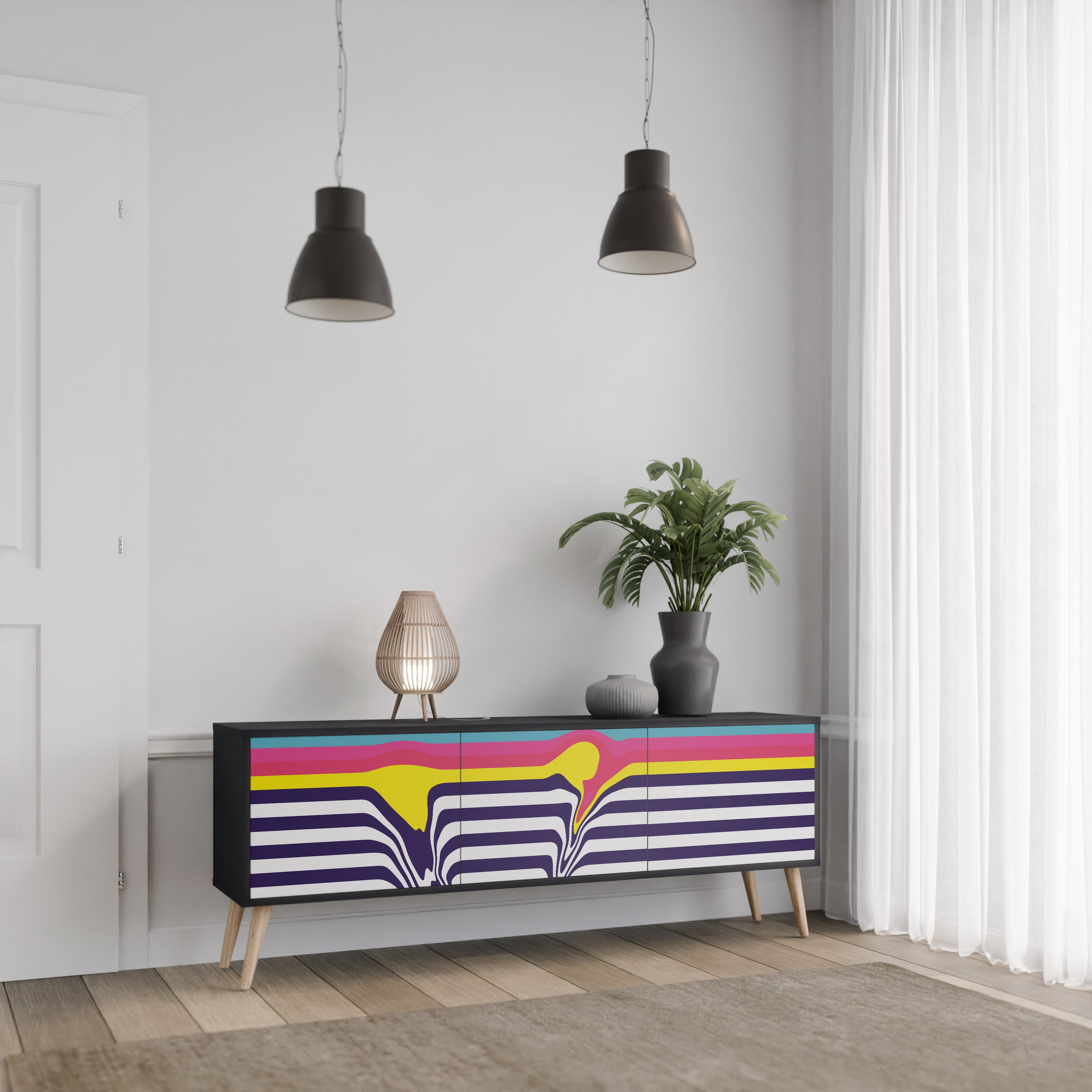 COLORFUL DIVERSION Szafka RTV 3-drzwiowa korpus Czarny