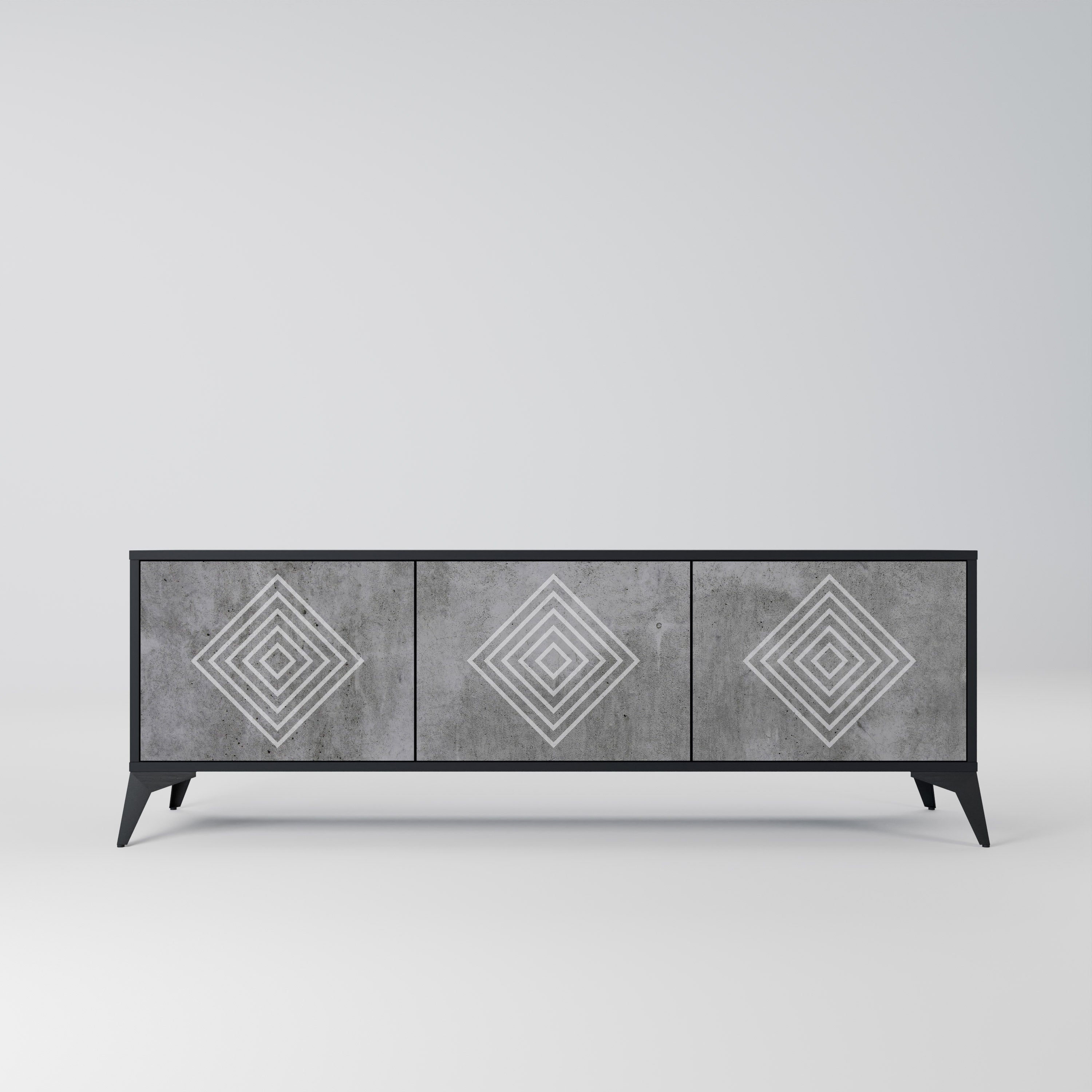 POLYGONAL ARTISTRY Szafka RTV 3-drzwiowa korpus Czarny