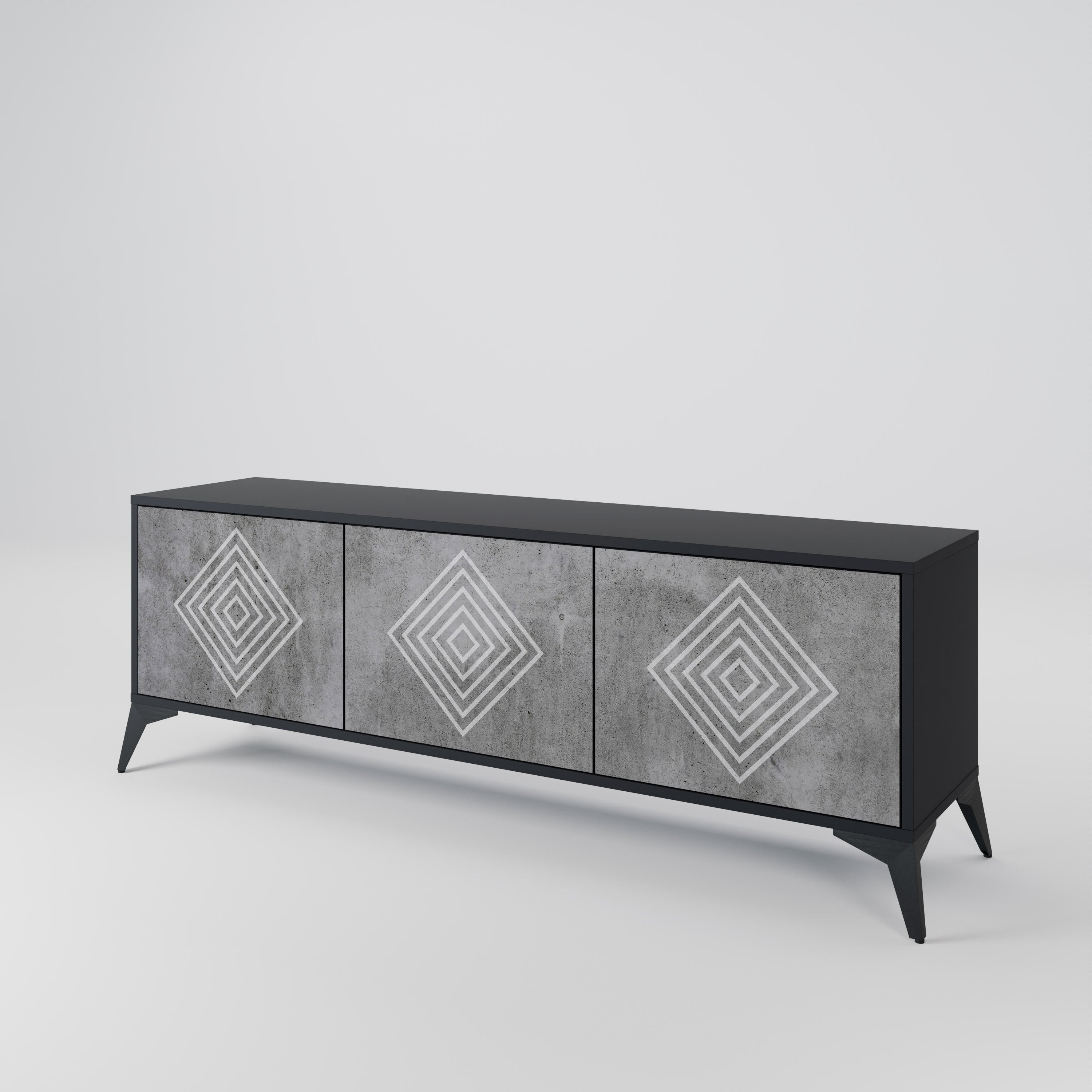 POLYGONAL ARTISTRY Szafka RTV 3-drzwiowa korpus Czarny