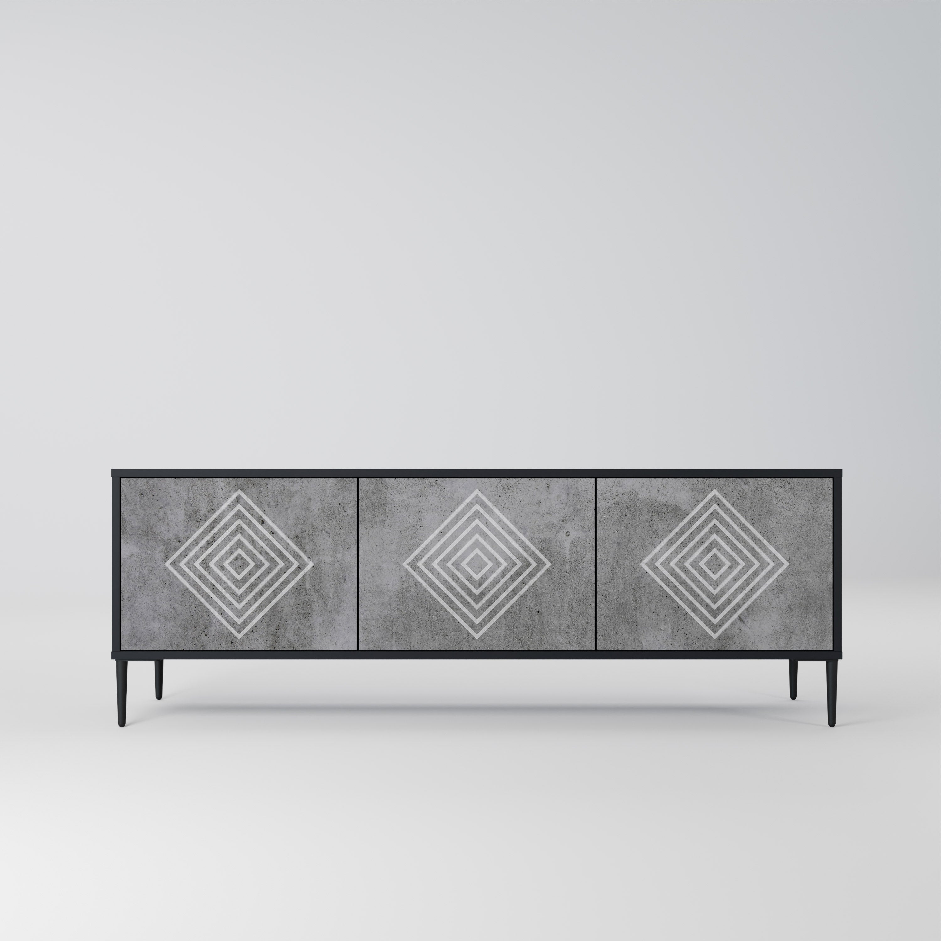 POLYGONAL ARTISTRY Szafka RTV 3-drzwiowa korpus Czarny