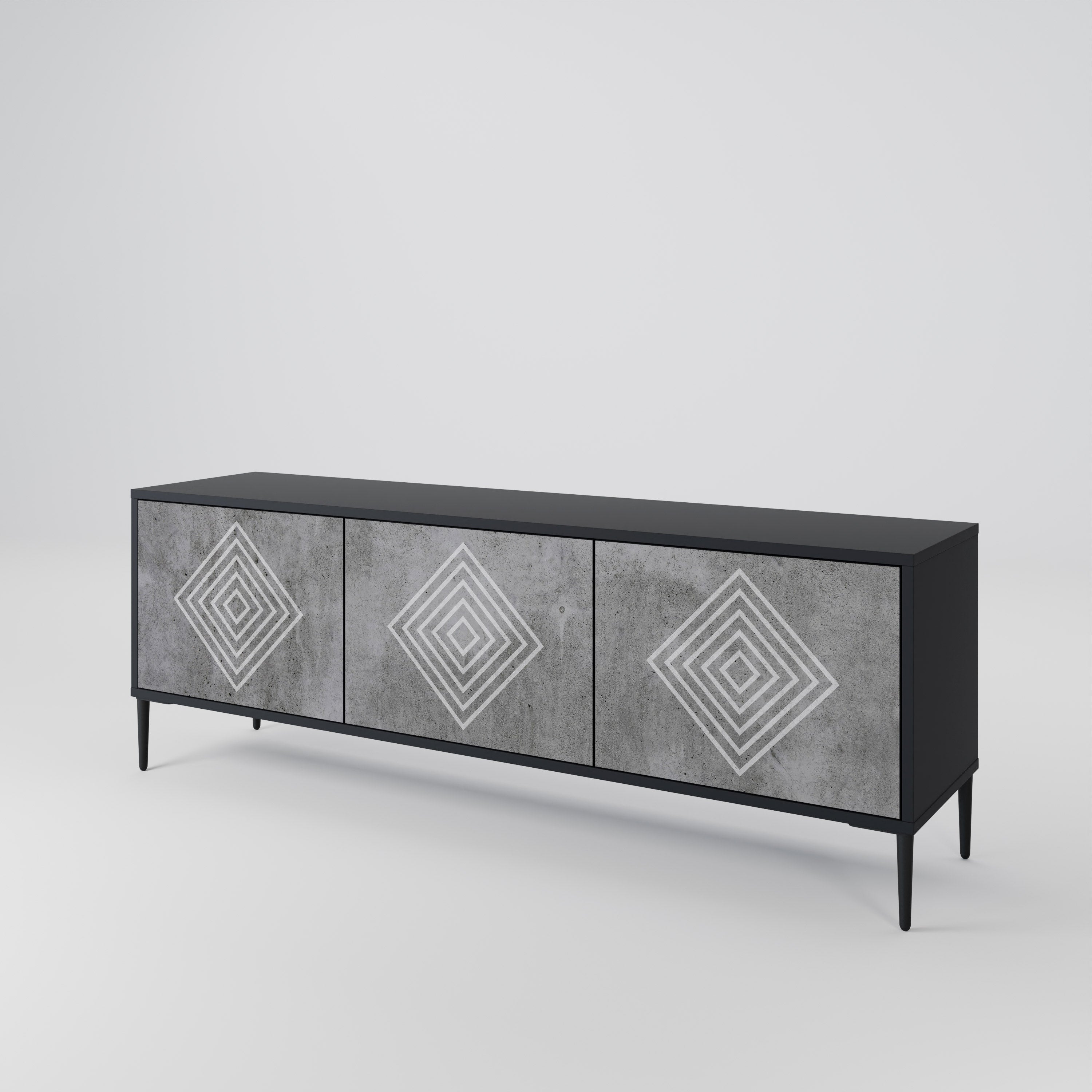 POLYGONAL ARTISTRY Szafka RTV 3-drzwiowa korpus Czarny