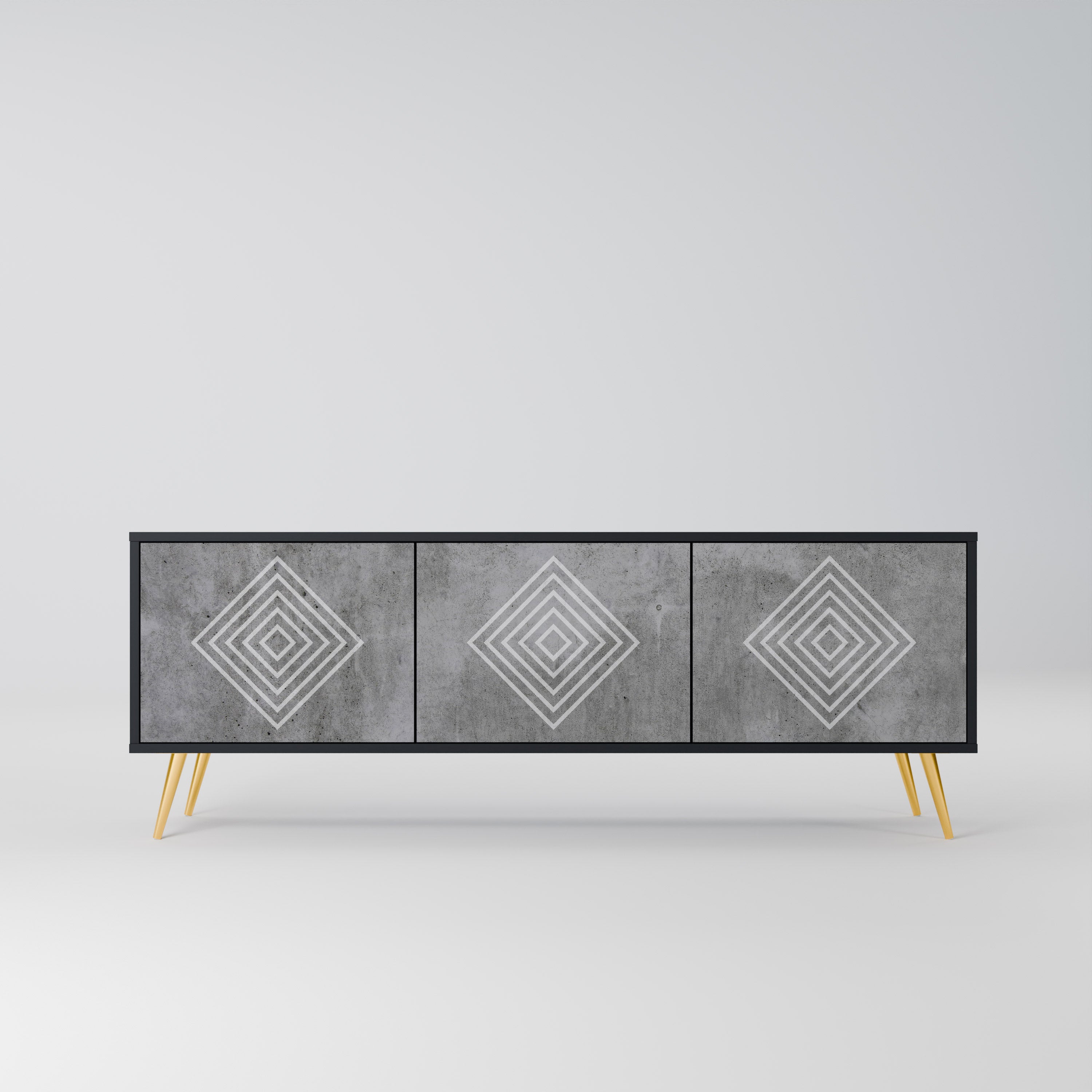 POLYGONAL ARTISTRY Szafka RTV 3-drzwiowa korpus Czarny