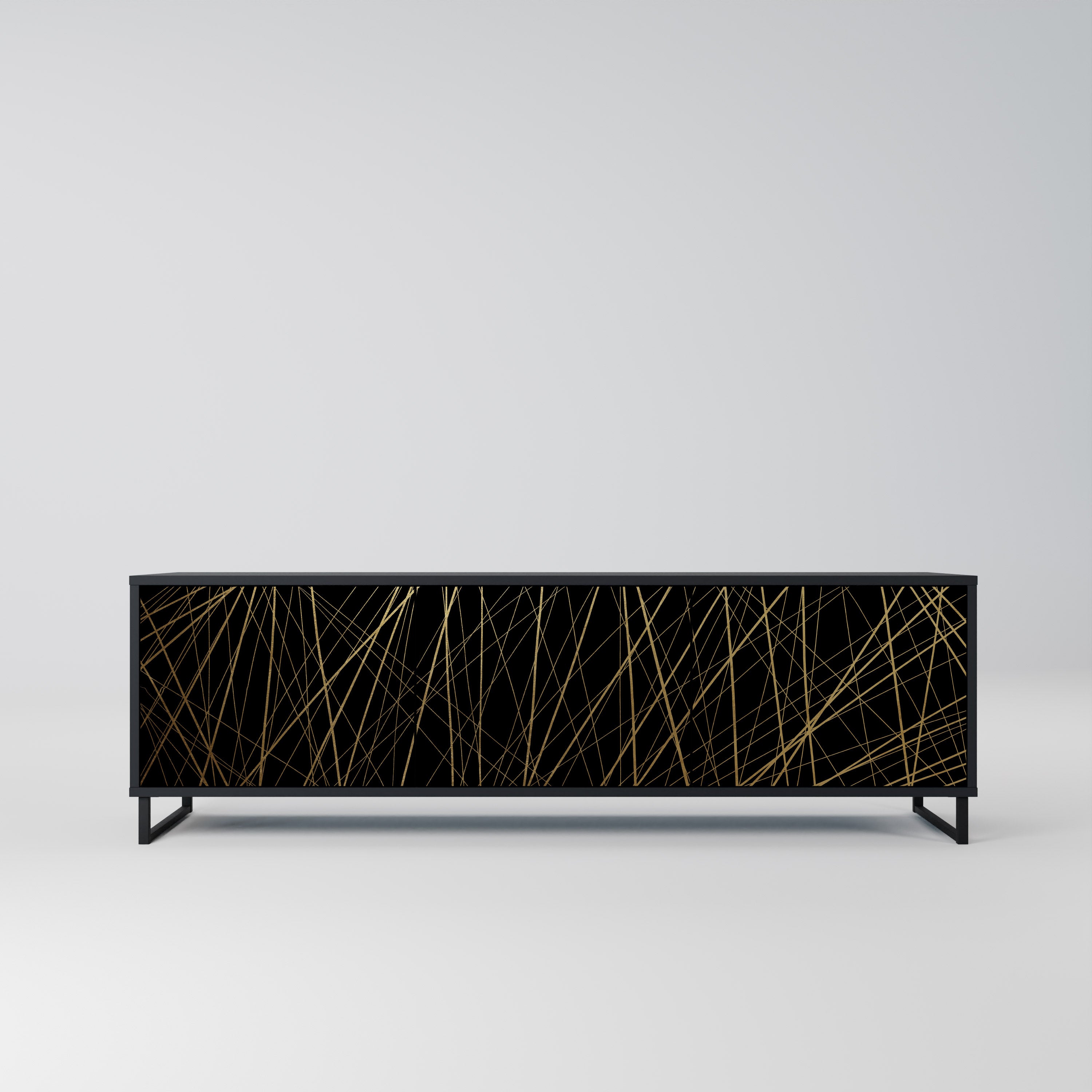 BRIGHT MESH Szafka RTV 3-drzwiowa korpus Czarny