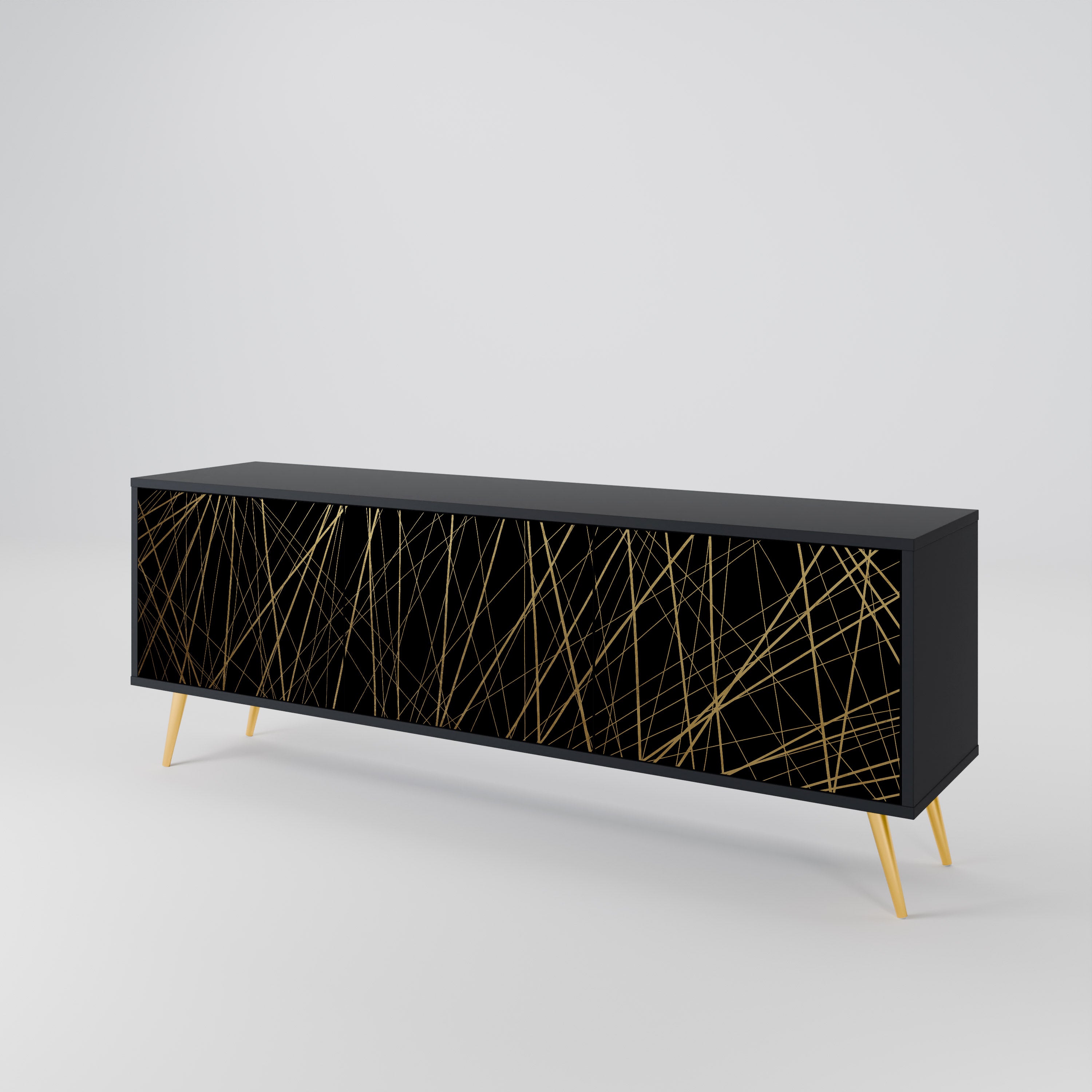 BRIGHT MESH Szafka RTV 3-drzwiowa korpus Czarny