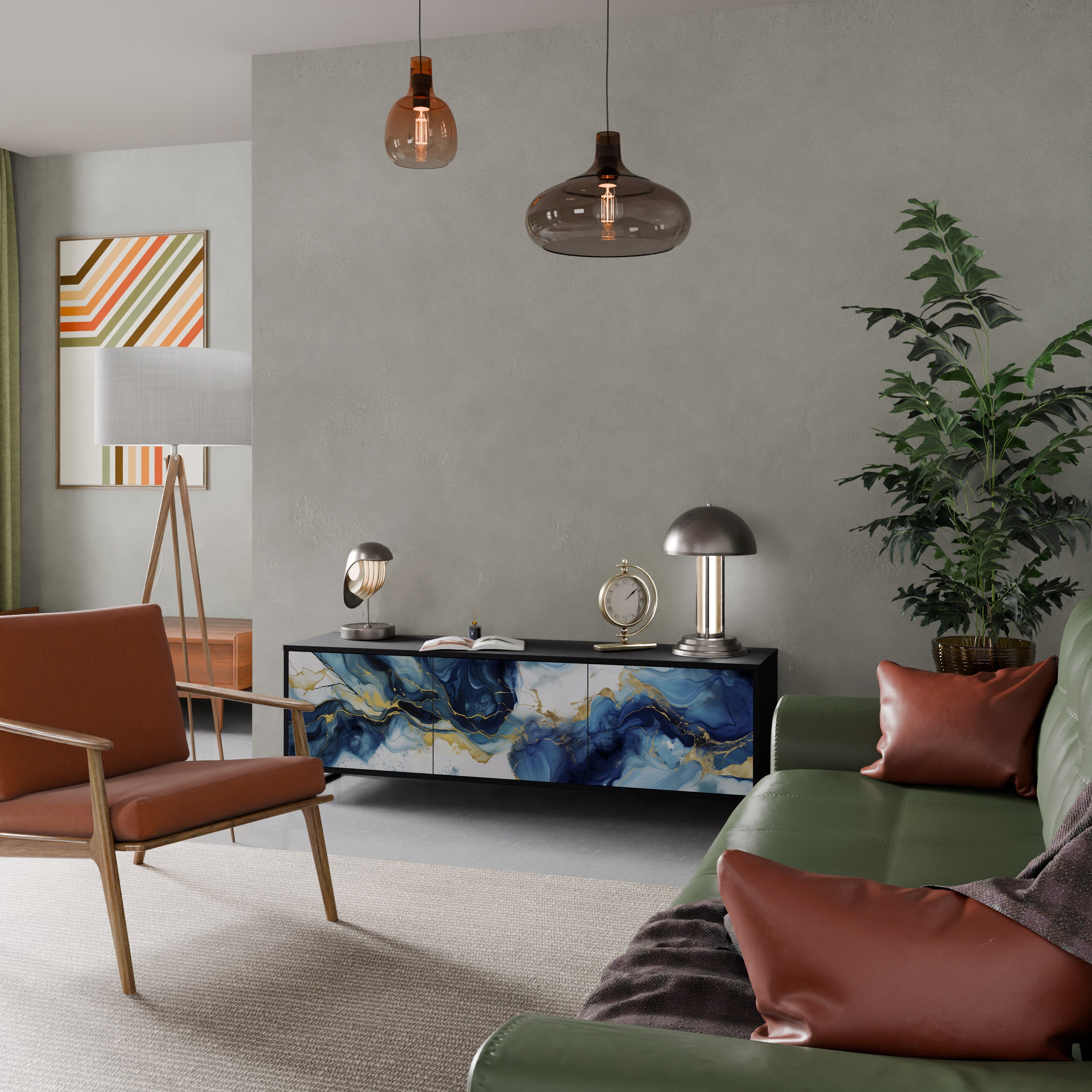 INKY MARBLE Szafka RTV 3-drzwiowa korpus Czarny