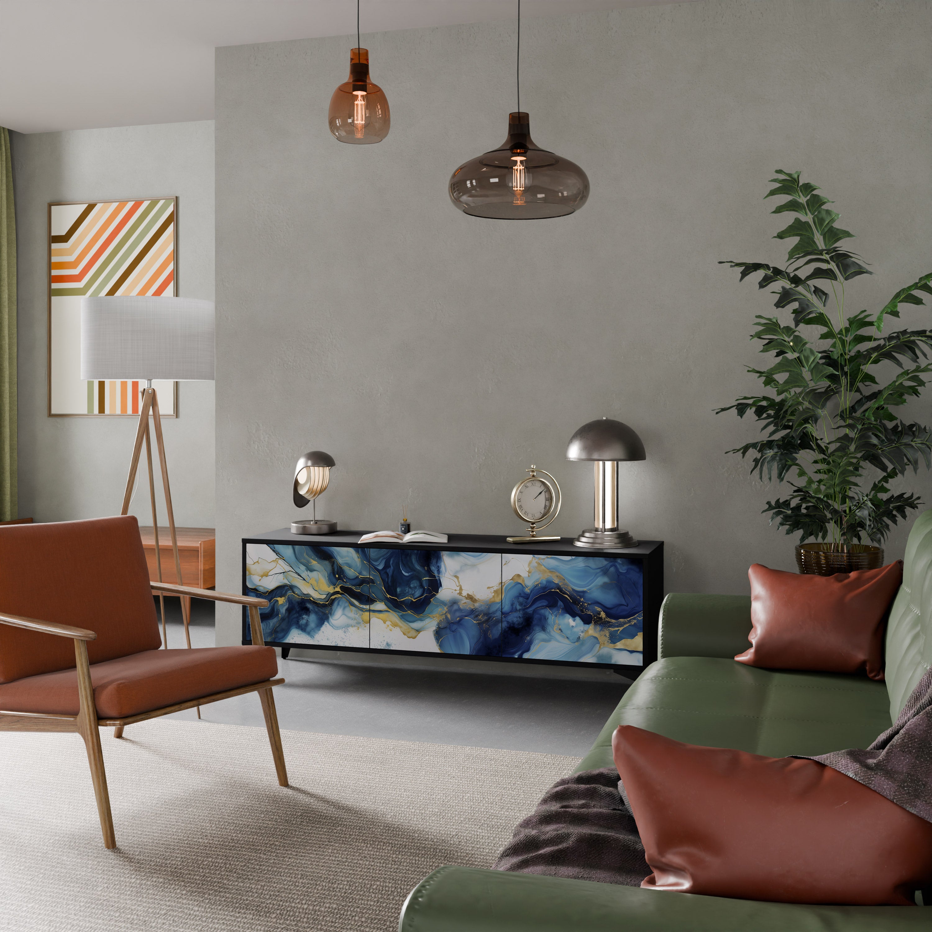 INKY MARBLE Szafka RTV 3-drzwiowa korpus Czarny