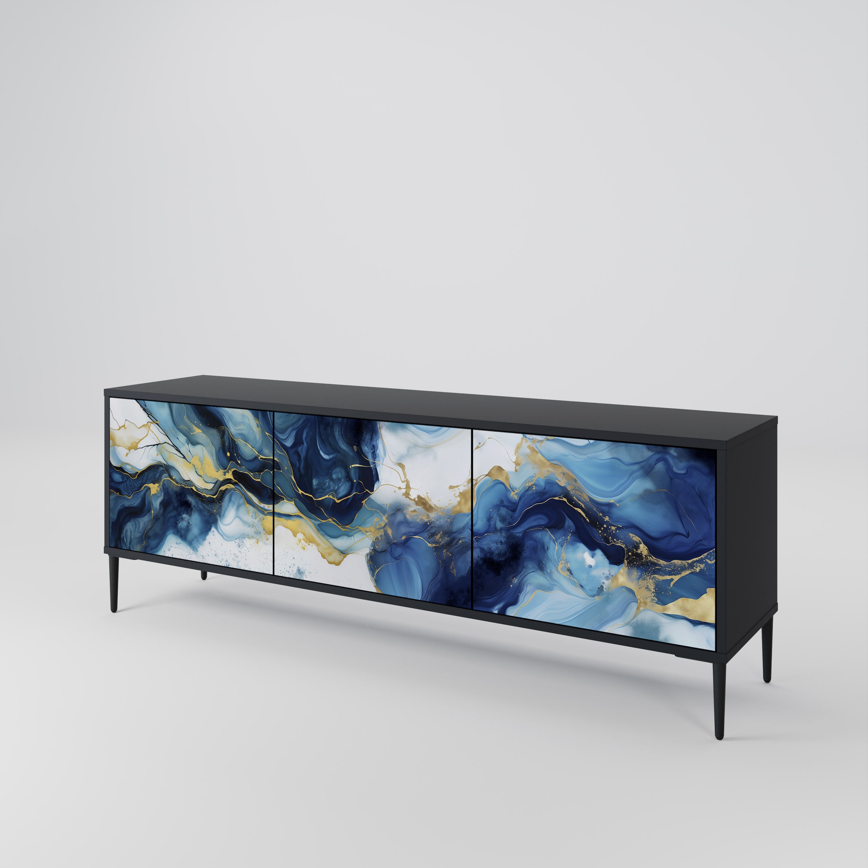 INKY MARBLE Szafka RTV 3-drzwiowa korpus Czarny