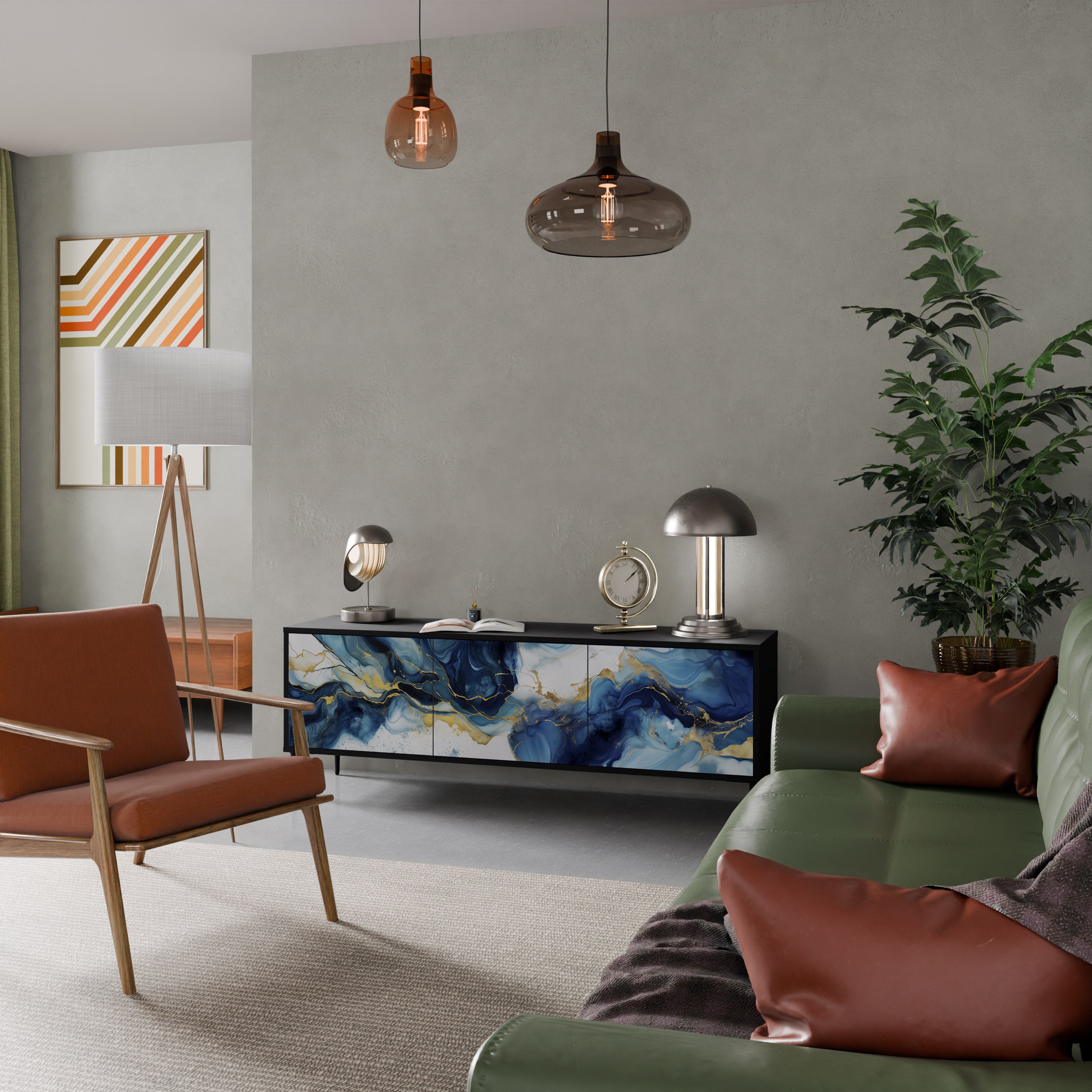 INKY MARBLE Szafka RTV 3-drzwiowa korpus Czarny