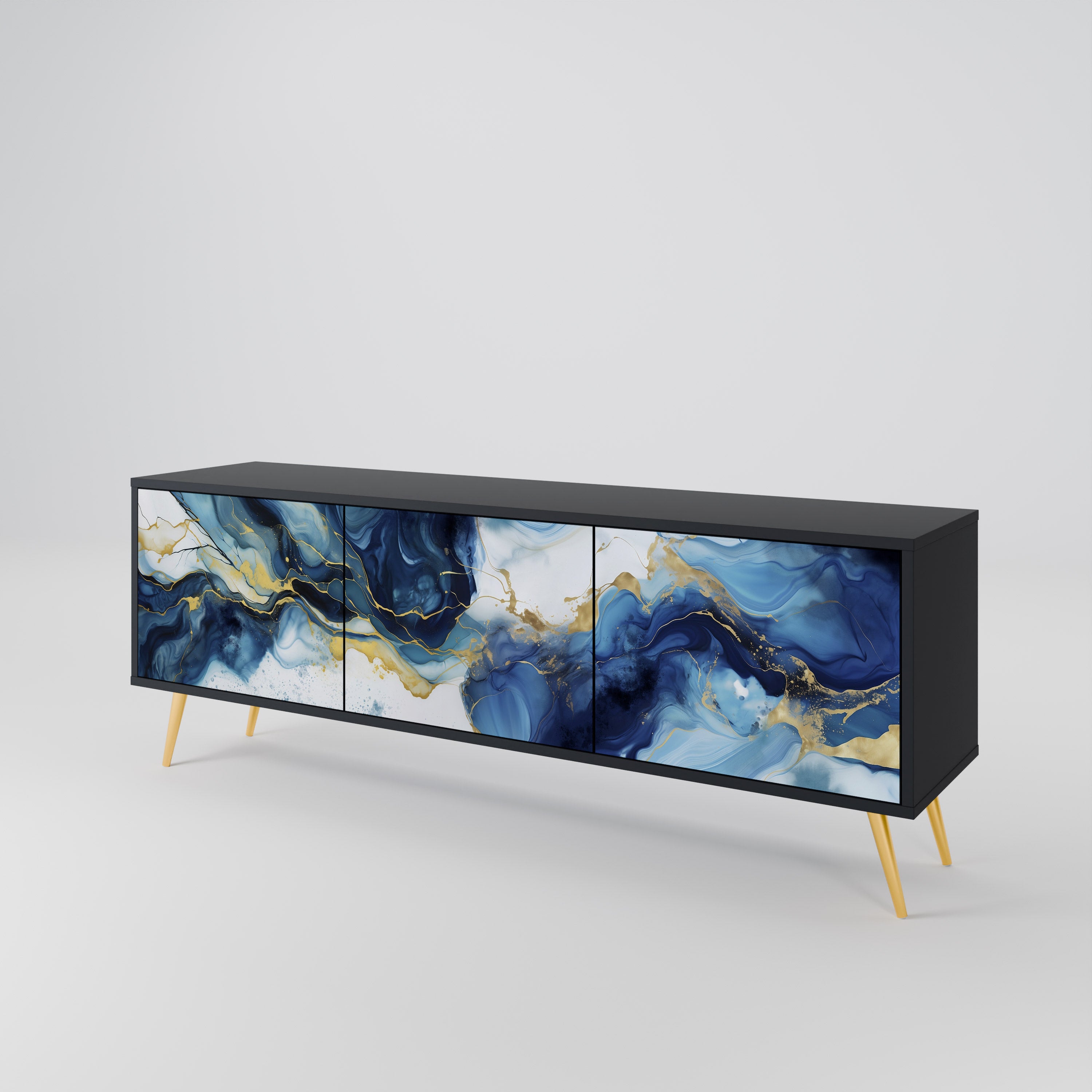 INKY MARBLE Szafka RTV 3-drzwiowa korpus Czarny
