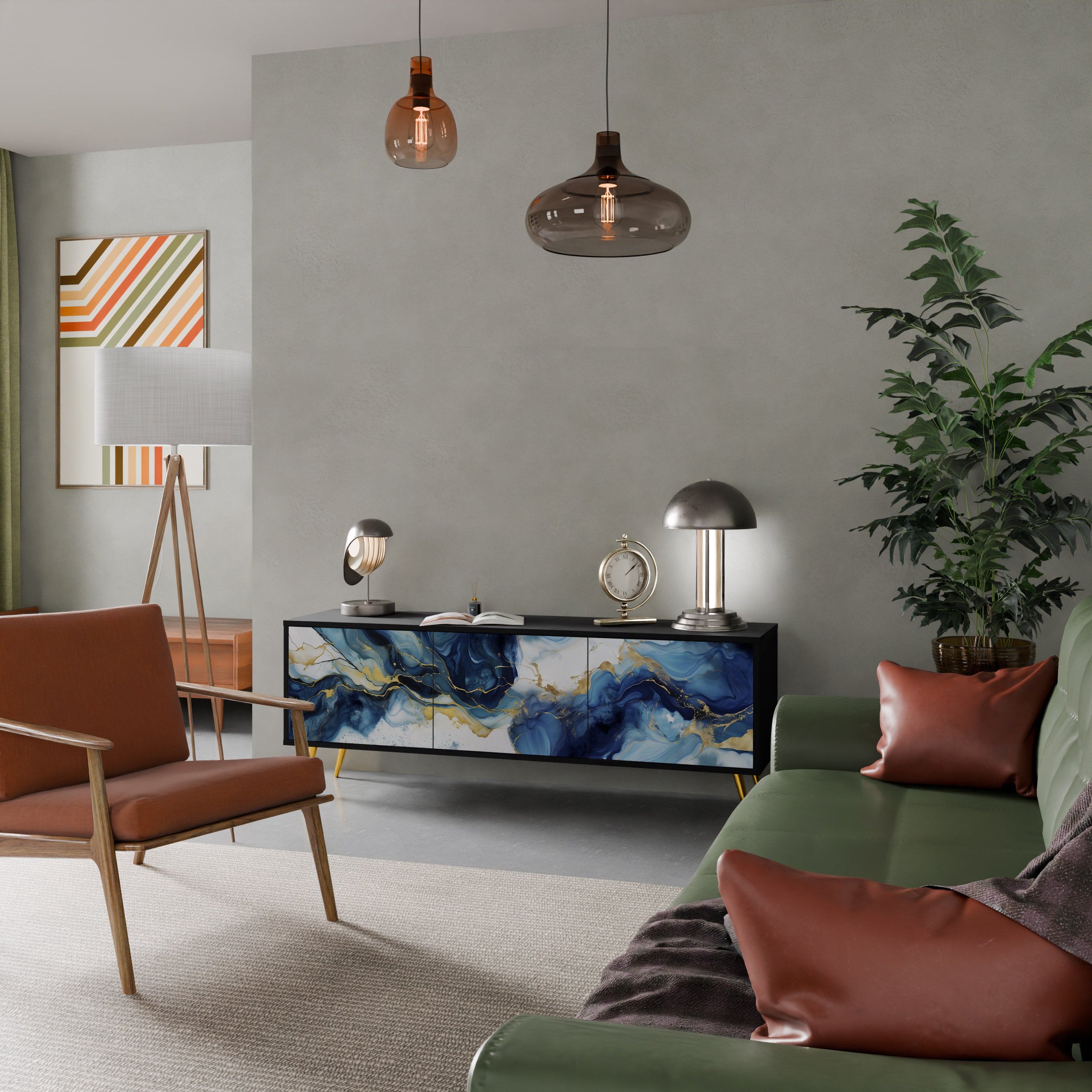 INKY MARBLE Szafka RTV 3-drzwiowa korpus Czarny