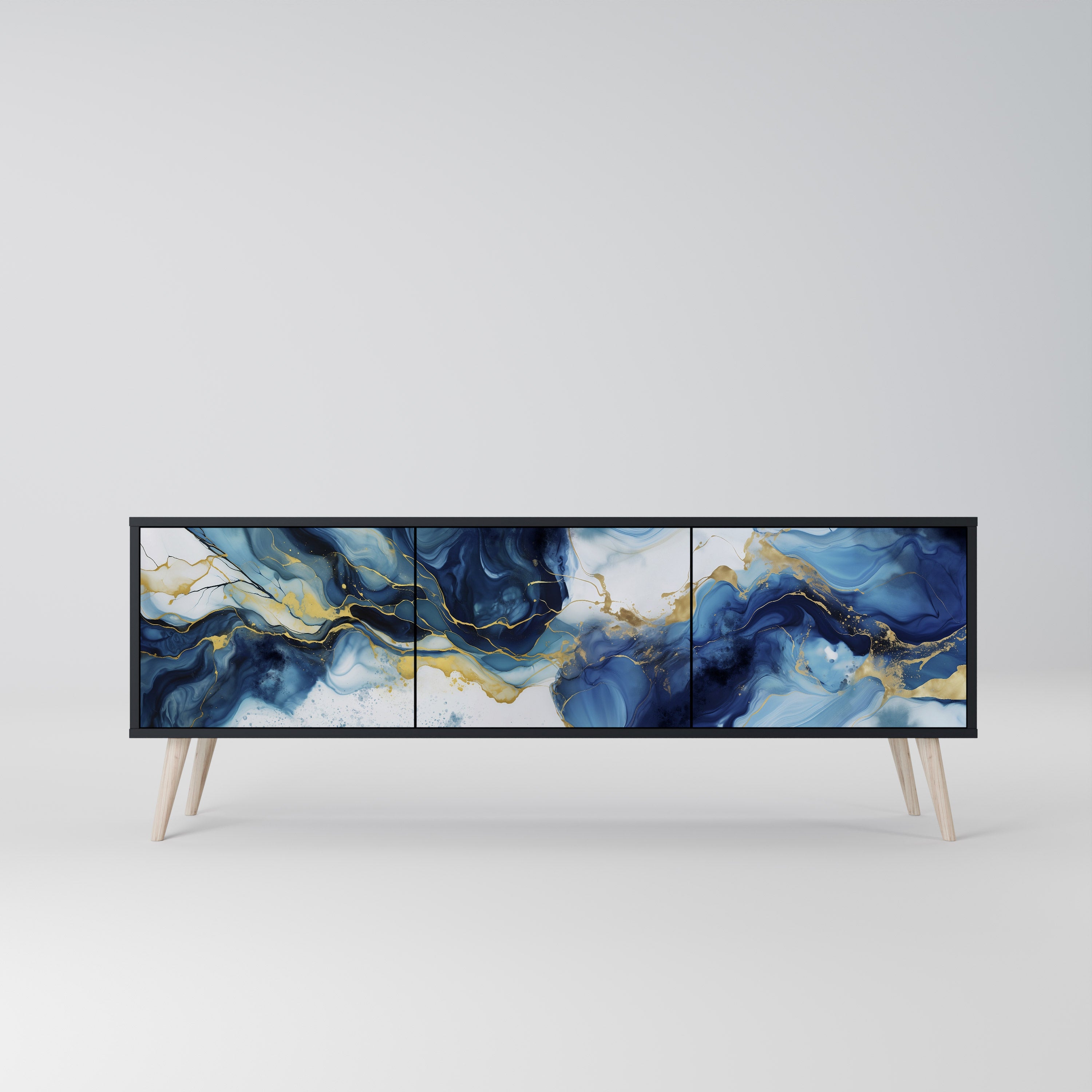 INKY MARBLE Szafka RTV 3-drzwiowa korpus Czarny