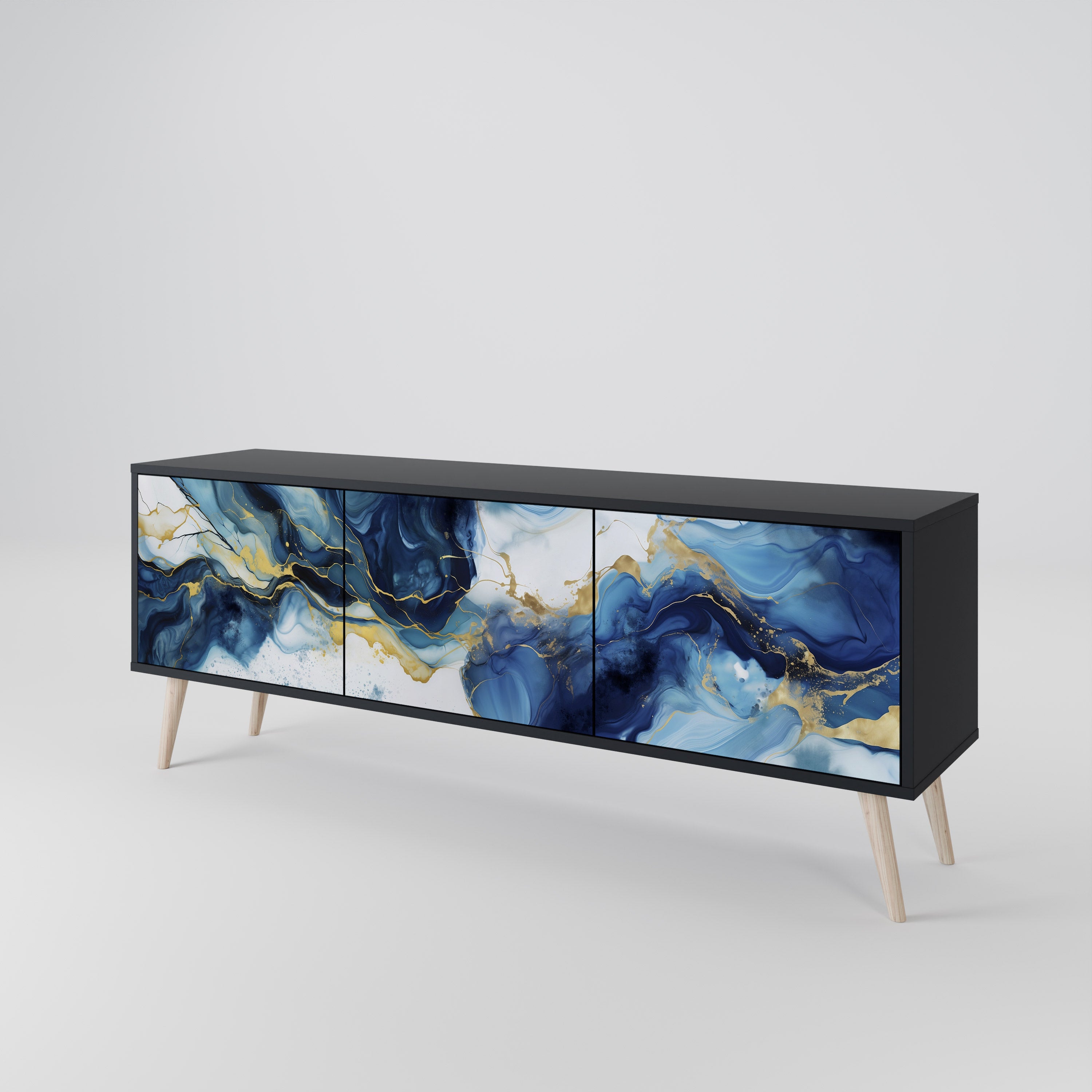 INKY MARBLE Szafka RTV 3-drzwiowa korpus Czarny