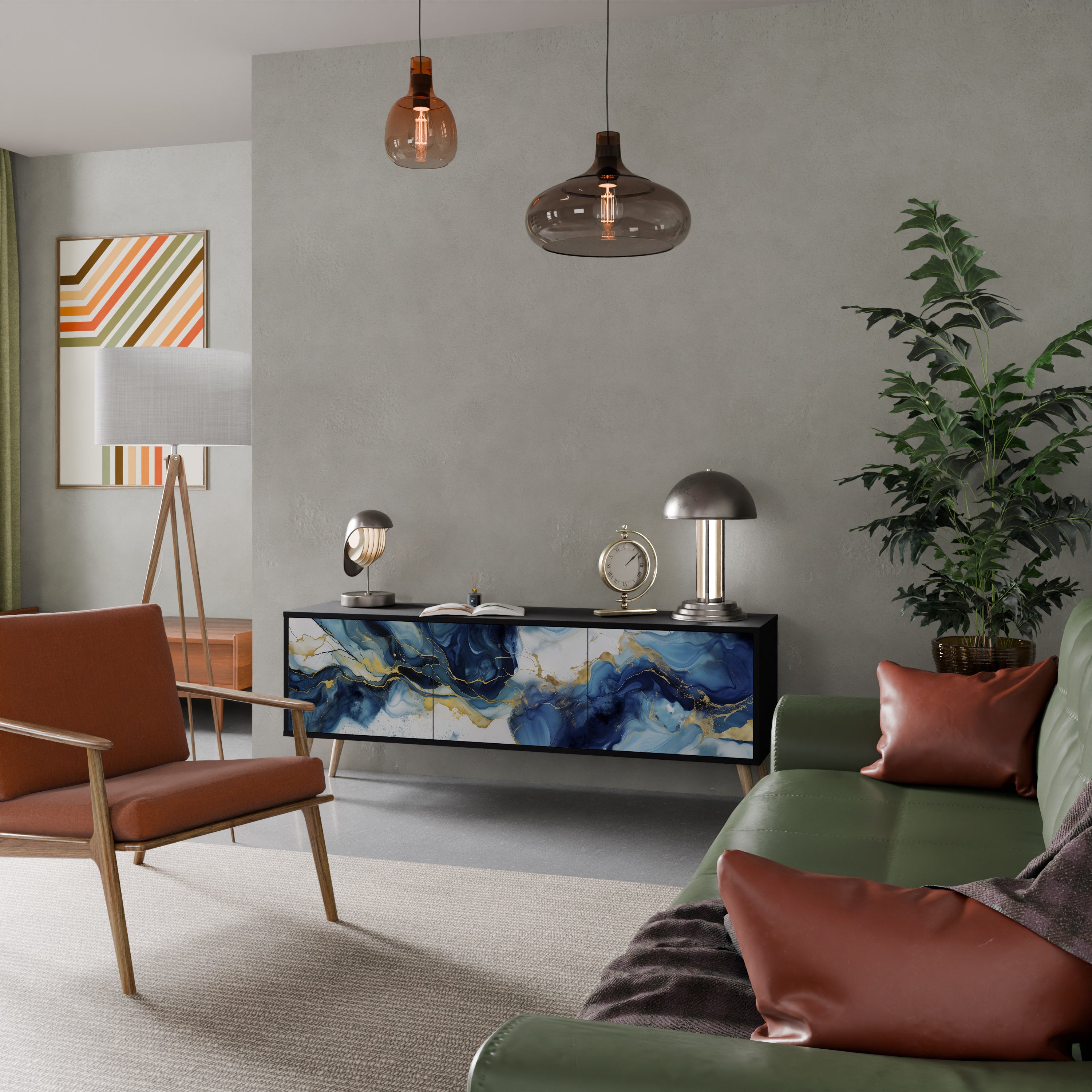 INKY MARBLE Szafka RTV 3-drzwiowa korpus Czarny