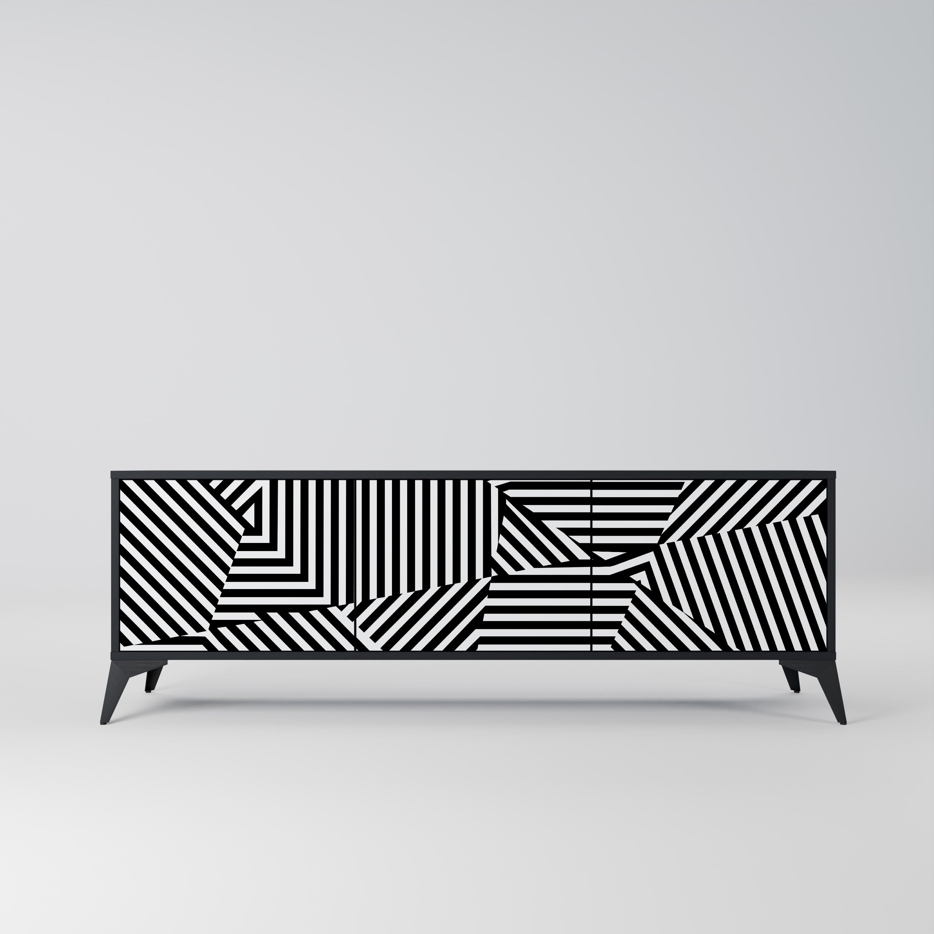 ILLUSIONARY LATTICE Szafka RTV 3-drzwiowa korpus Czarny
