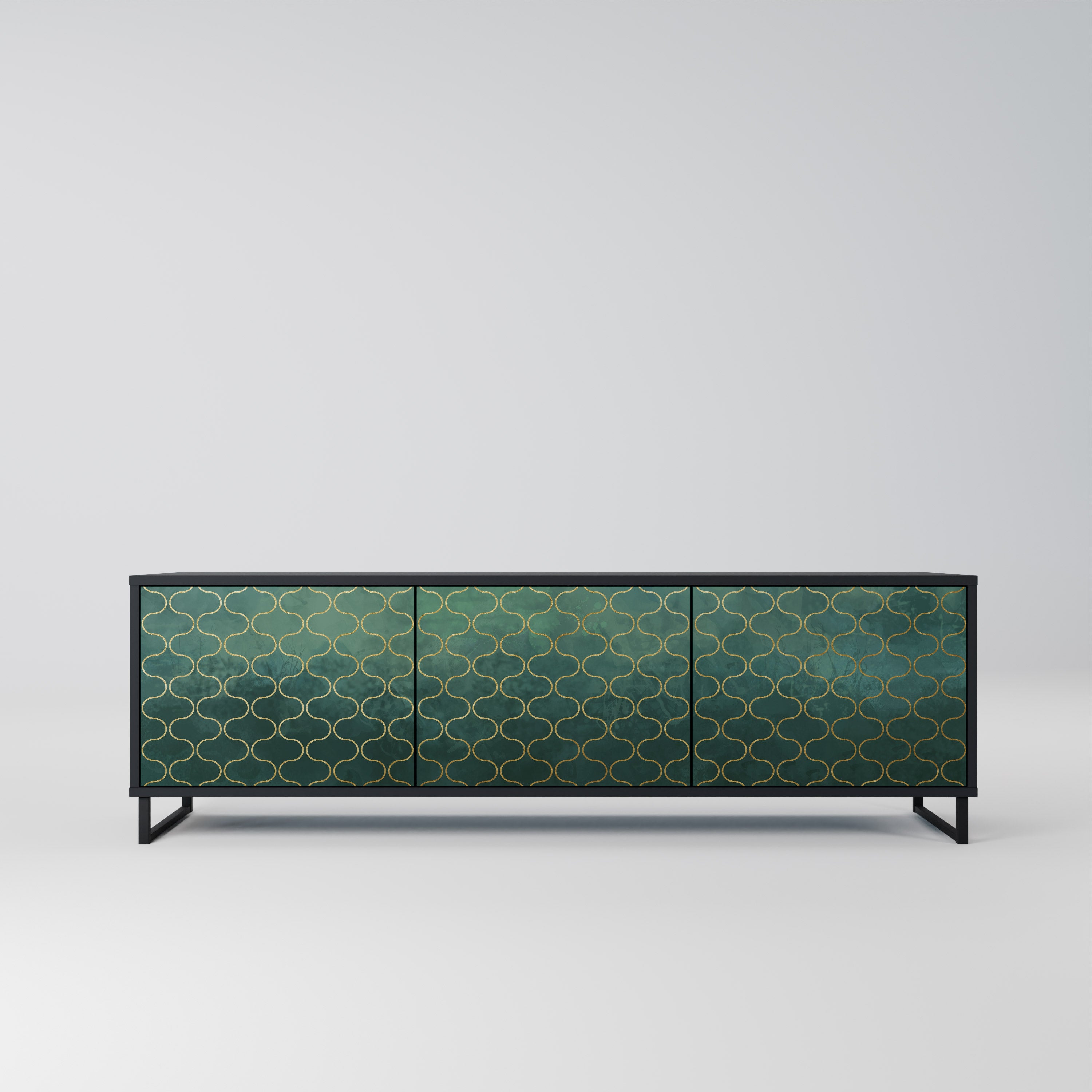 TESSELATED GREENERY Szafka RTV 3-drzwiowa korpus Czarny