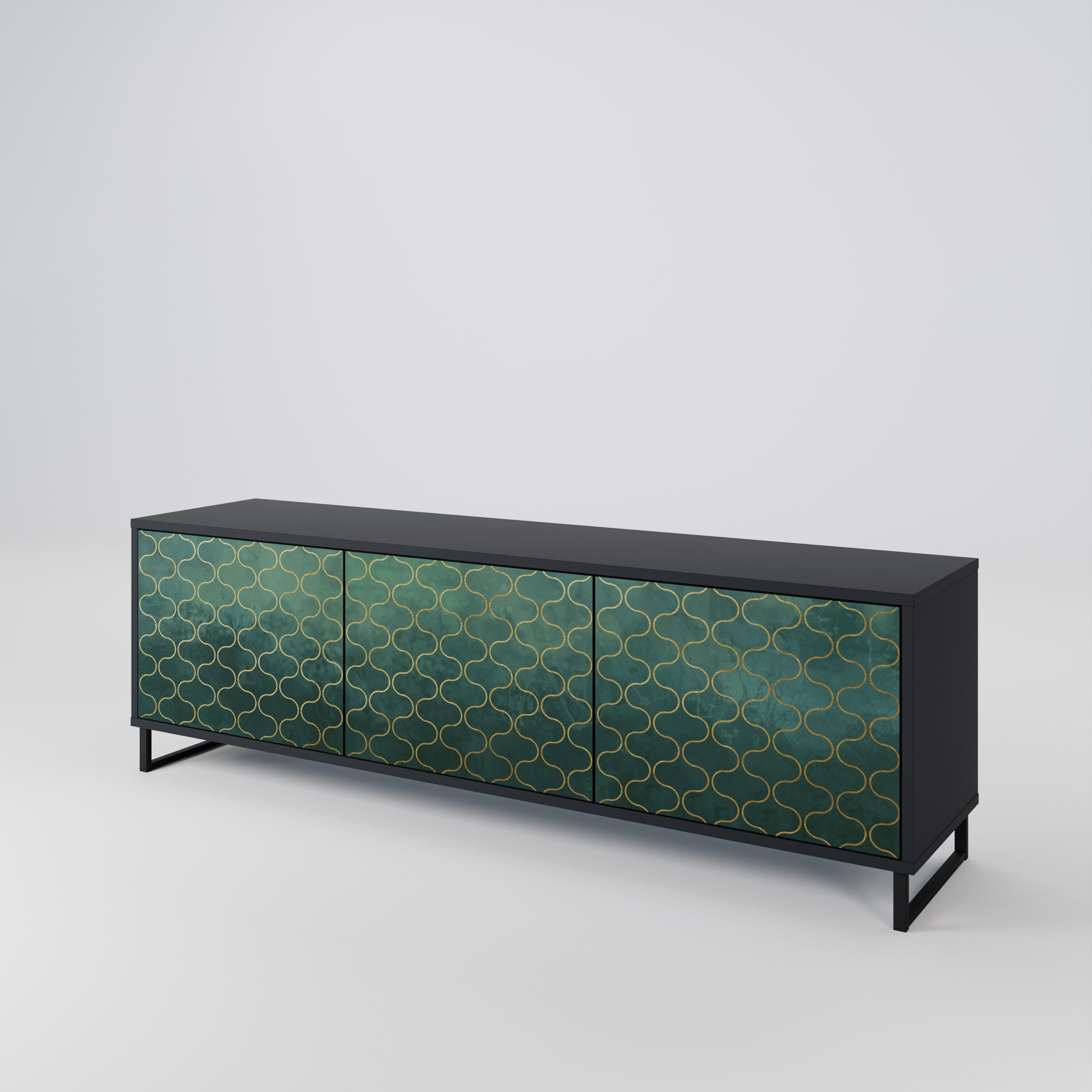 TESSELATED GREENERY Szafka RTV 3-drzwiowa korpus Czarny